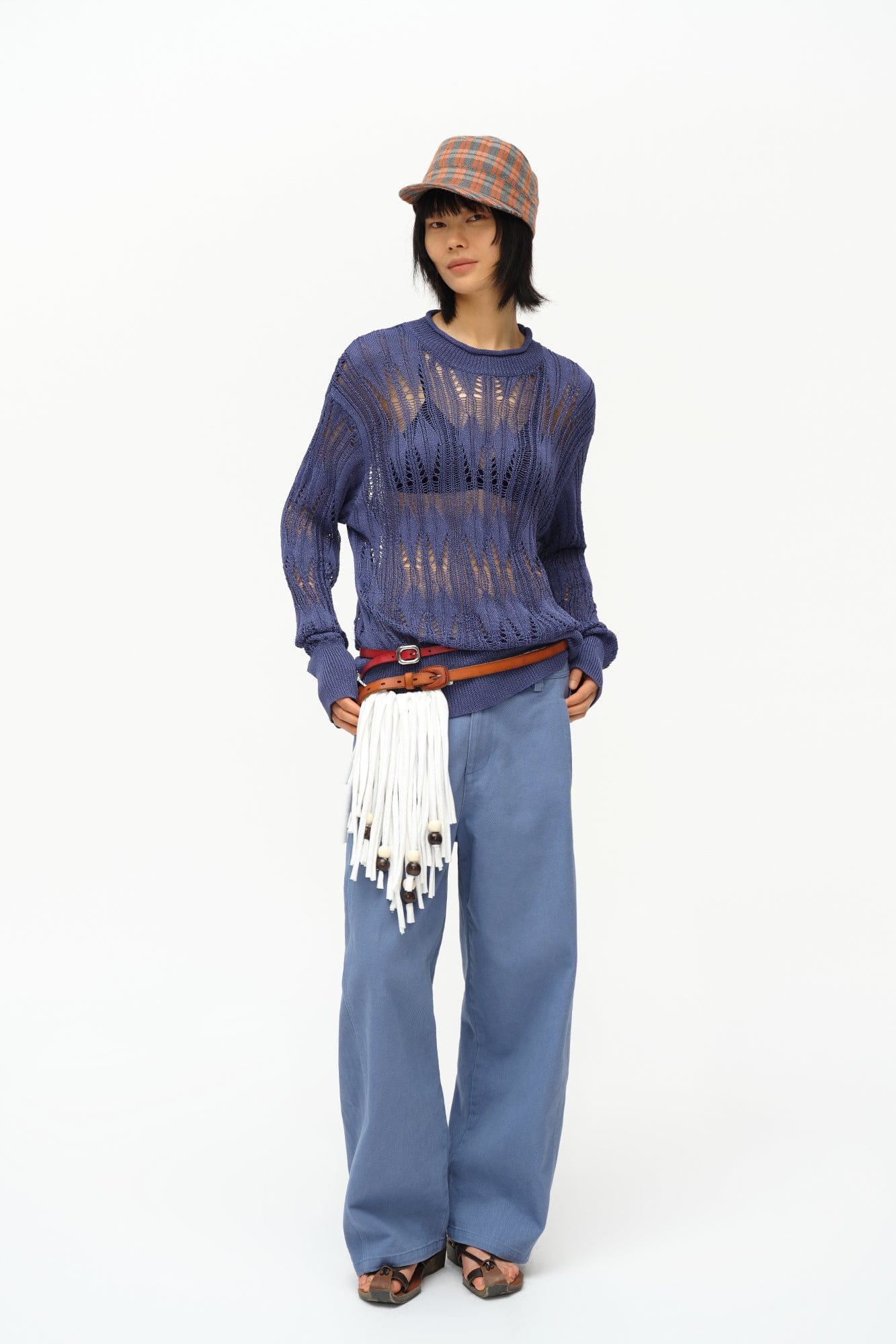 OINIMI Geometric Open-Knit Pullover