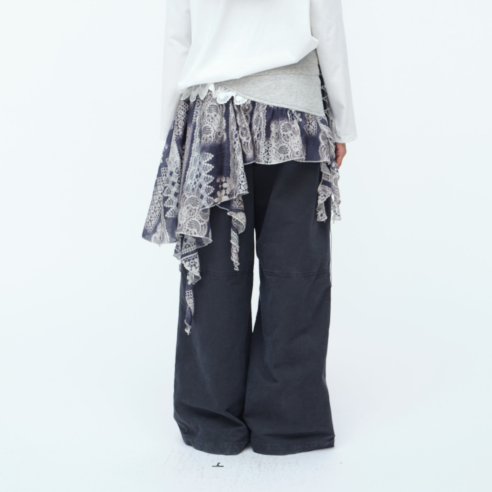 OINIMI Asymmetrical Lace Panel Skirt Wrap