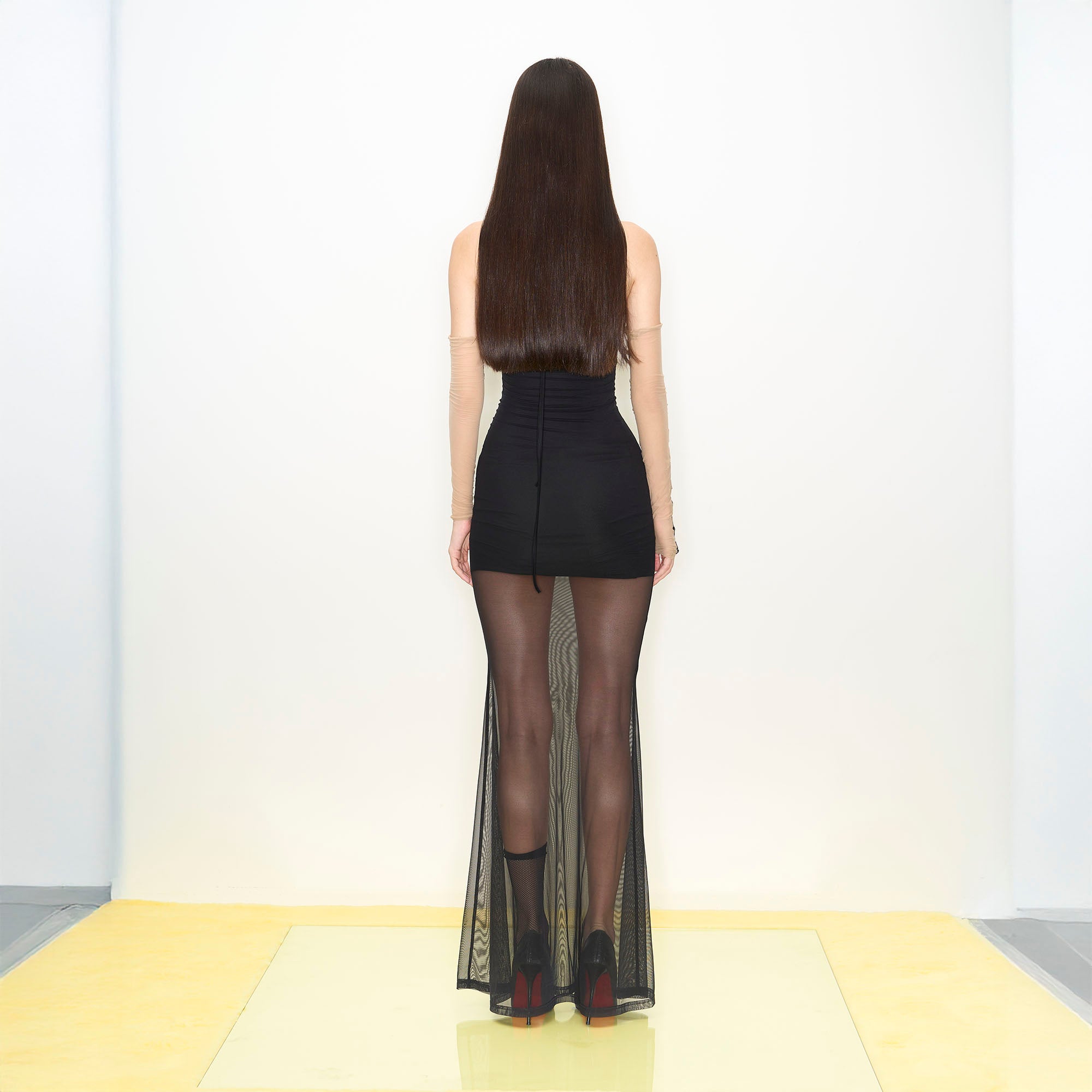 NEVER OFFEND L ANGEL Diamond Mesh Fishtail Maxi Dresses