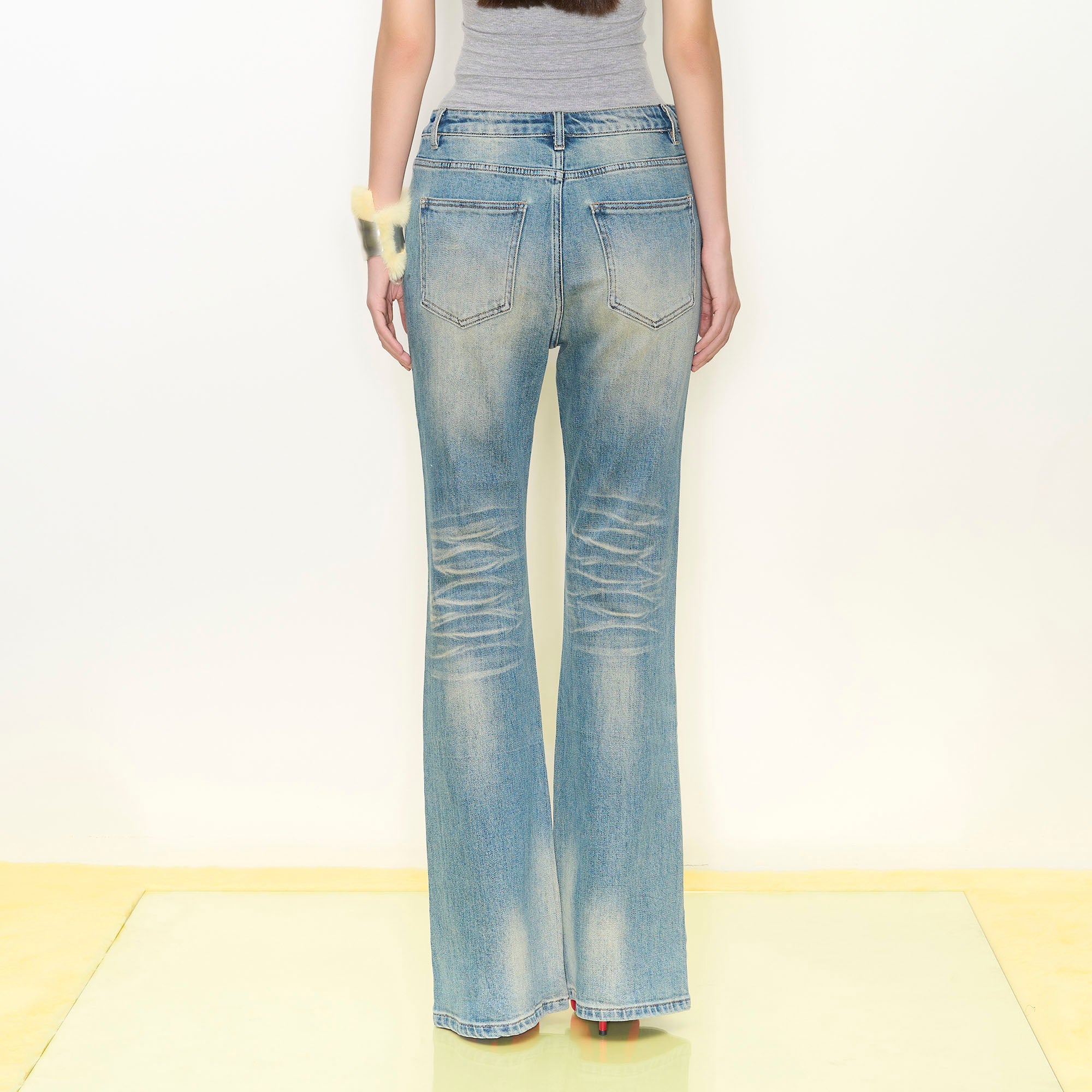 NEVER OFFEND L ANGEL Pearl-Embellished Washed Straight-Leg Jeans