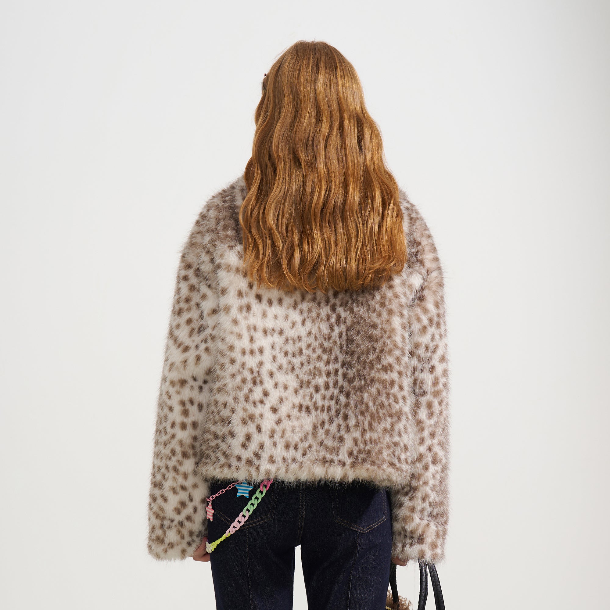 SOFITTE Retro Leopard Faux Fur Jacket