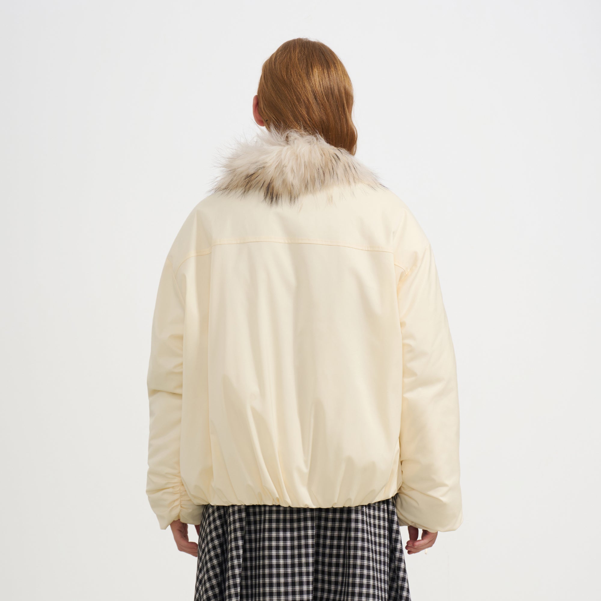 SOFITTE Detachable Faux Fur Trim Drawstring Pocket Jacket