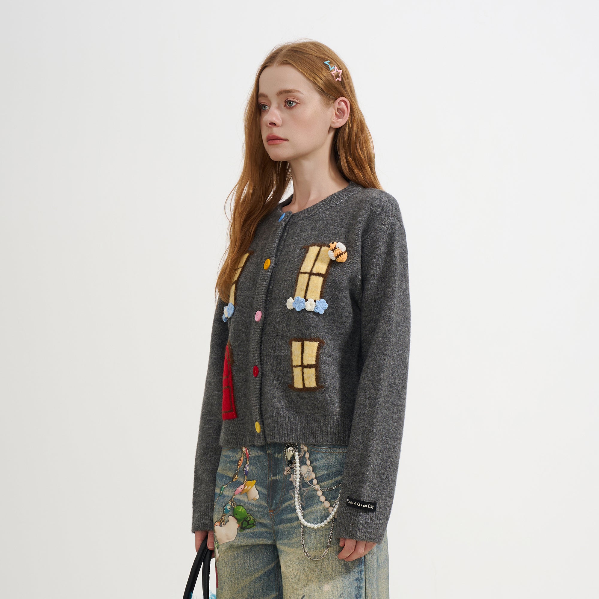 SOFITTE Flowers & Bees Window Embellished Cardigan