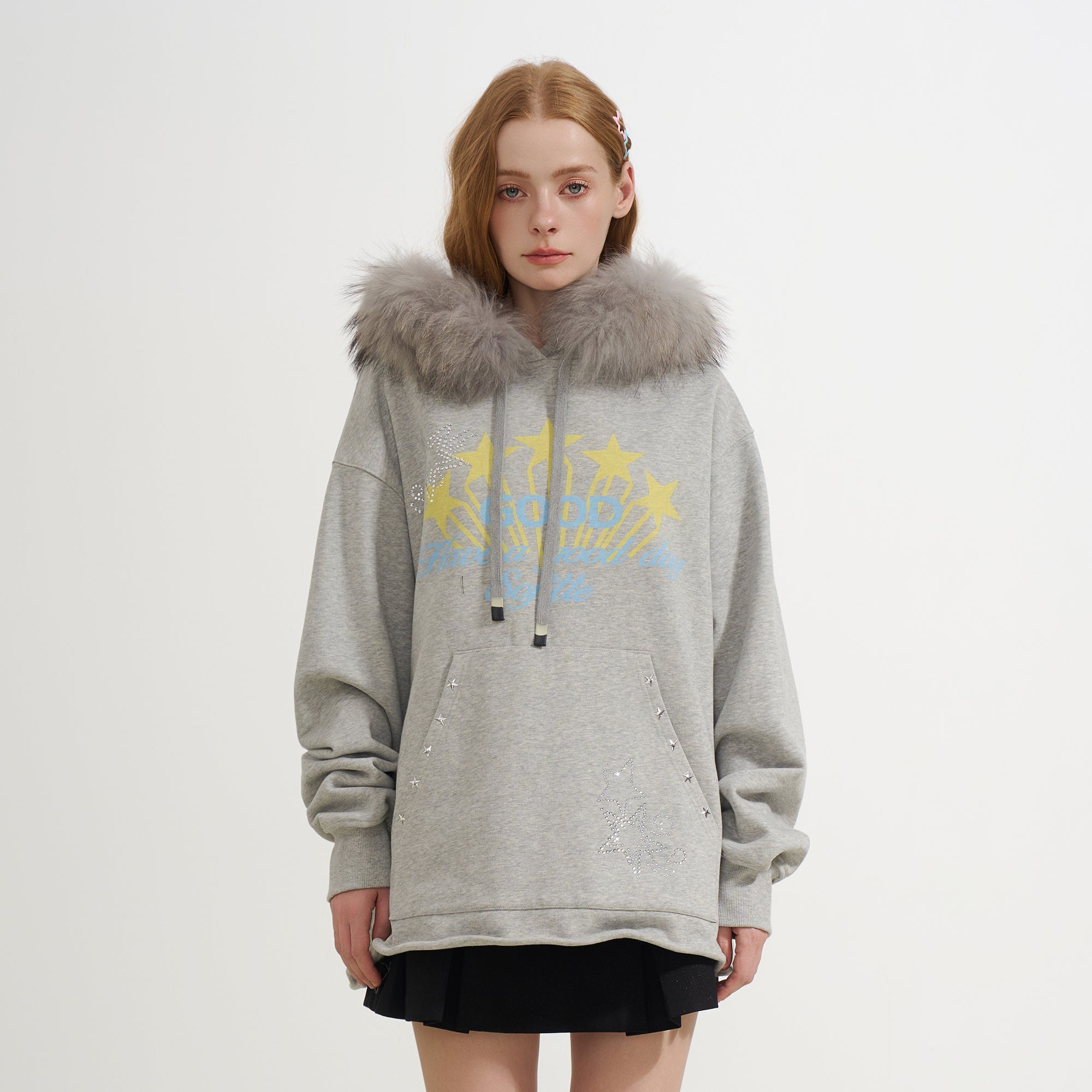SOFITTE Star Graphic Faux-Fur Trim Hoodie