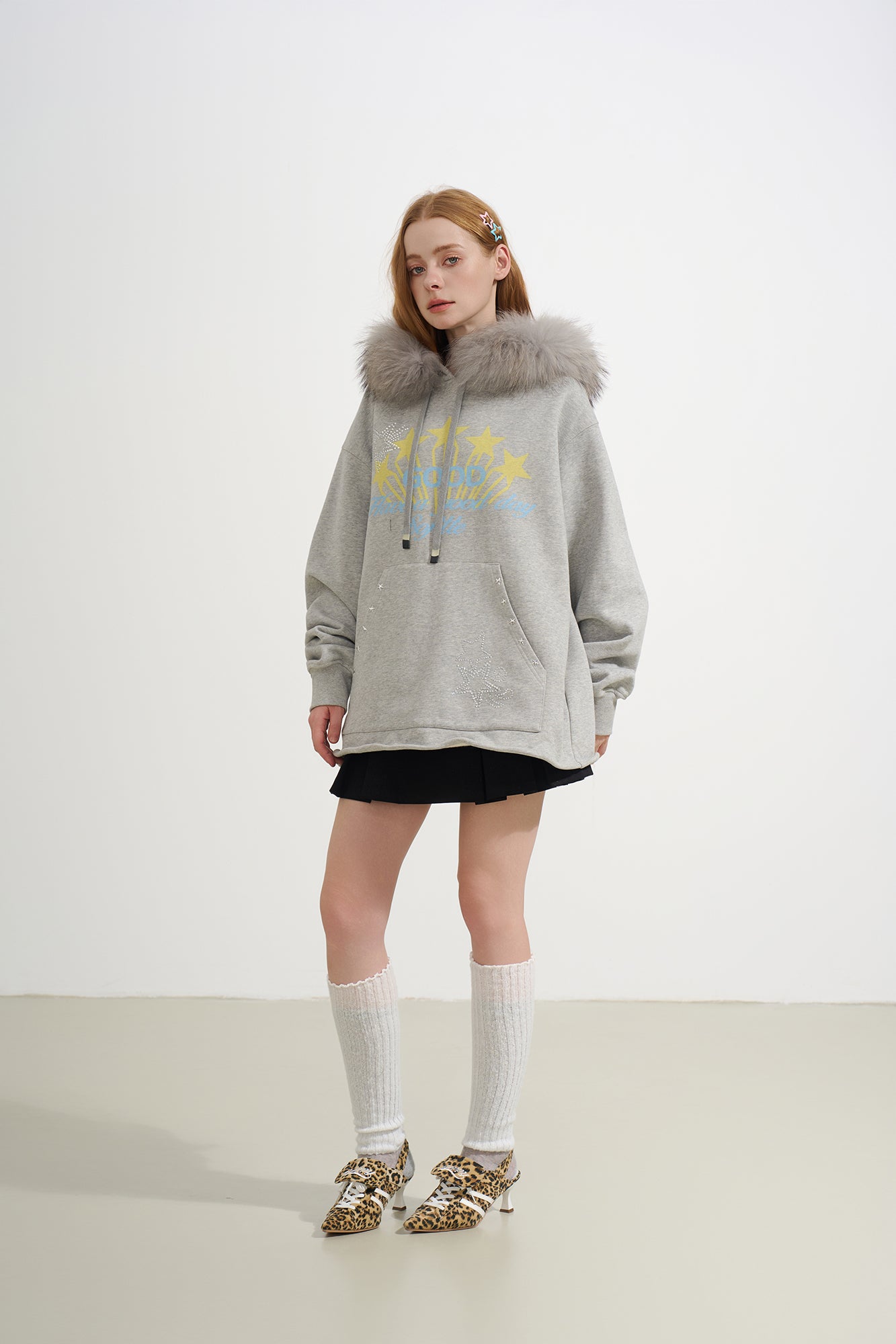 SOFITTE Star Graphic Faux-Fur Trim Hoodie