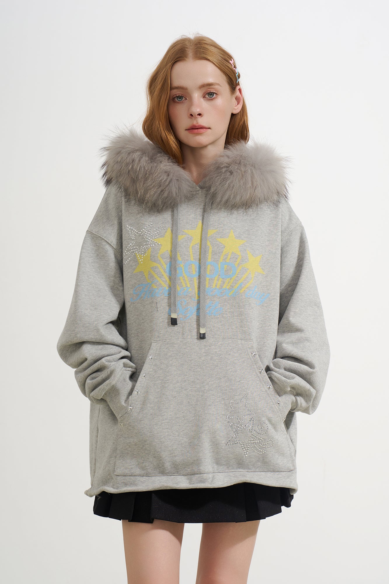 SOFITTE Star Graphic Faux-Fur Trim Hoodie