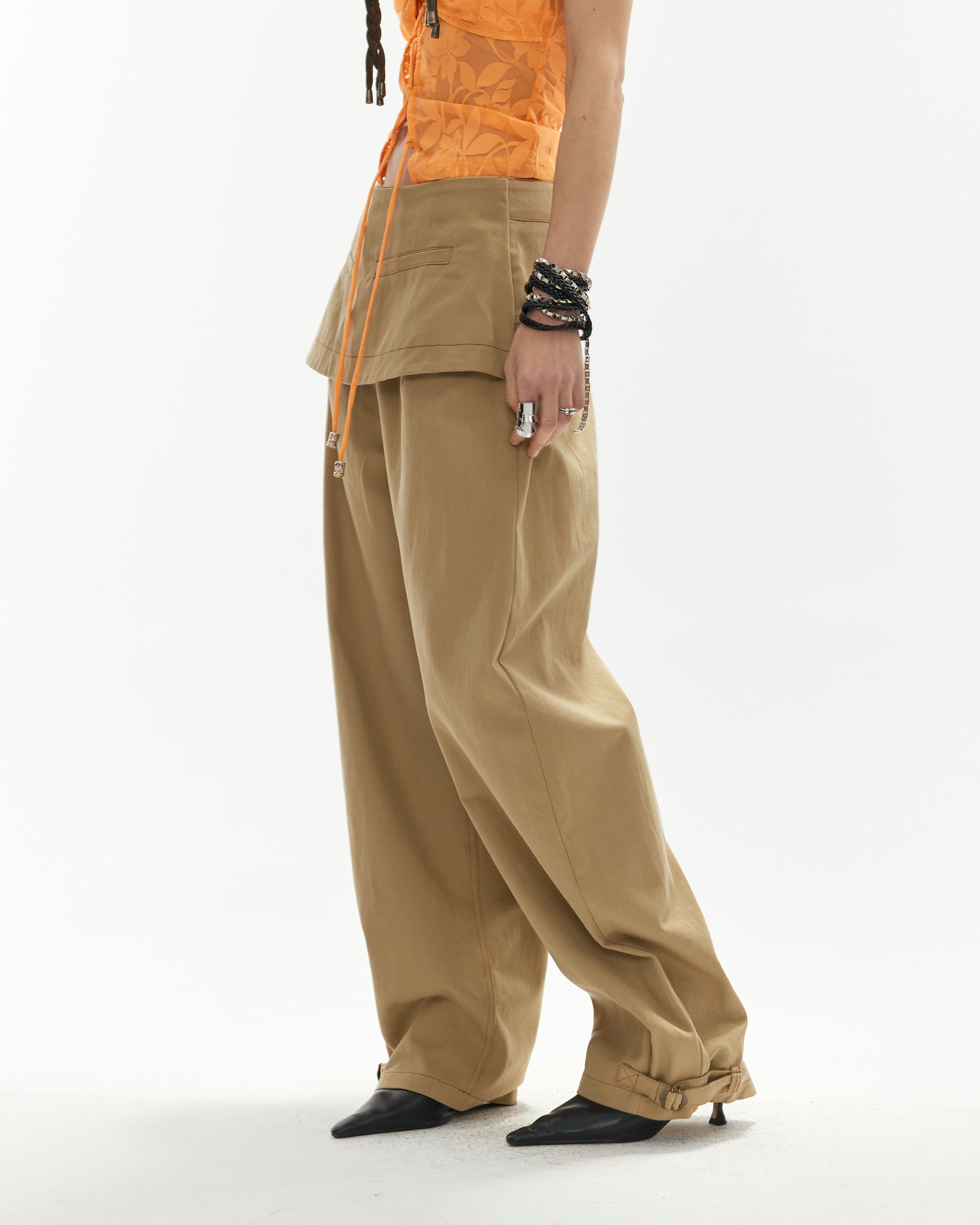 JIUWU PARK Utility Skirt Panel Wide-Leg Pants