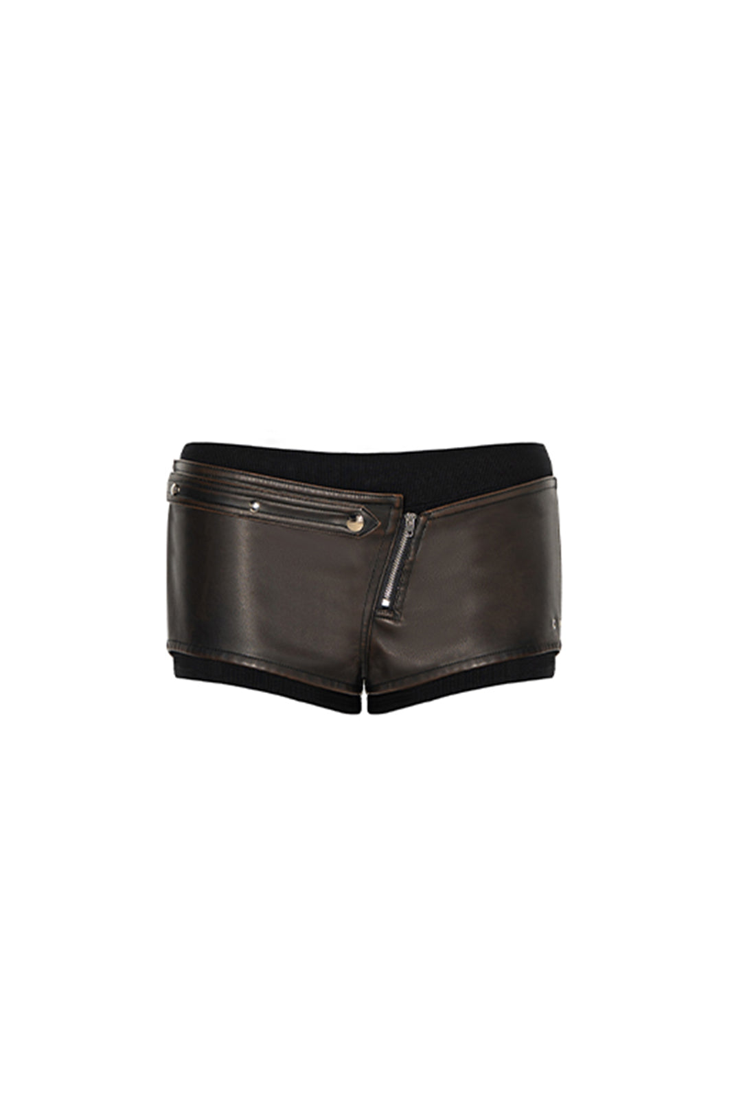 JYOSEI Asymmetrical Zip Faux Leather Hot Shorts