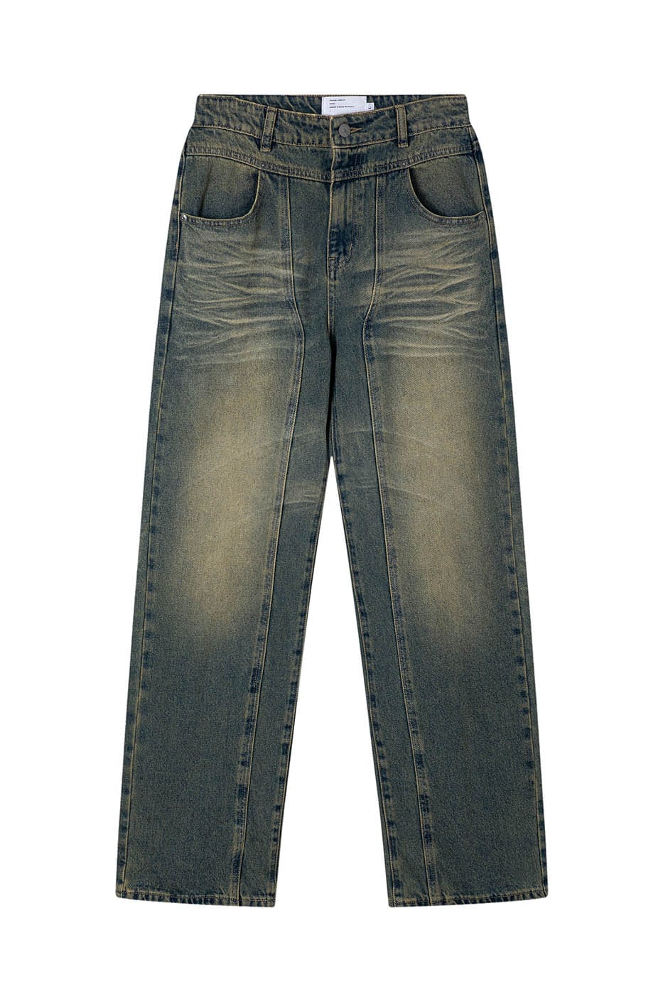 ARTIFICIAL WORLD Crinkled Straight-Leg Washed Jeans, premium urban and streetwear designers apparel on PROJECTISR.com, ARTIFICIAL WORLD