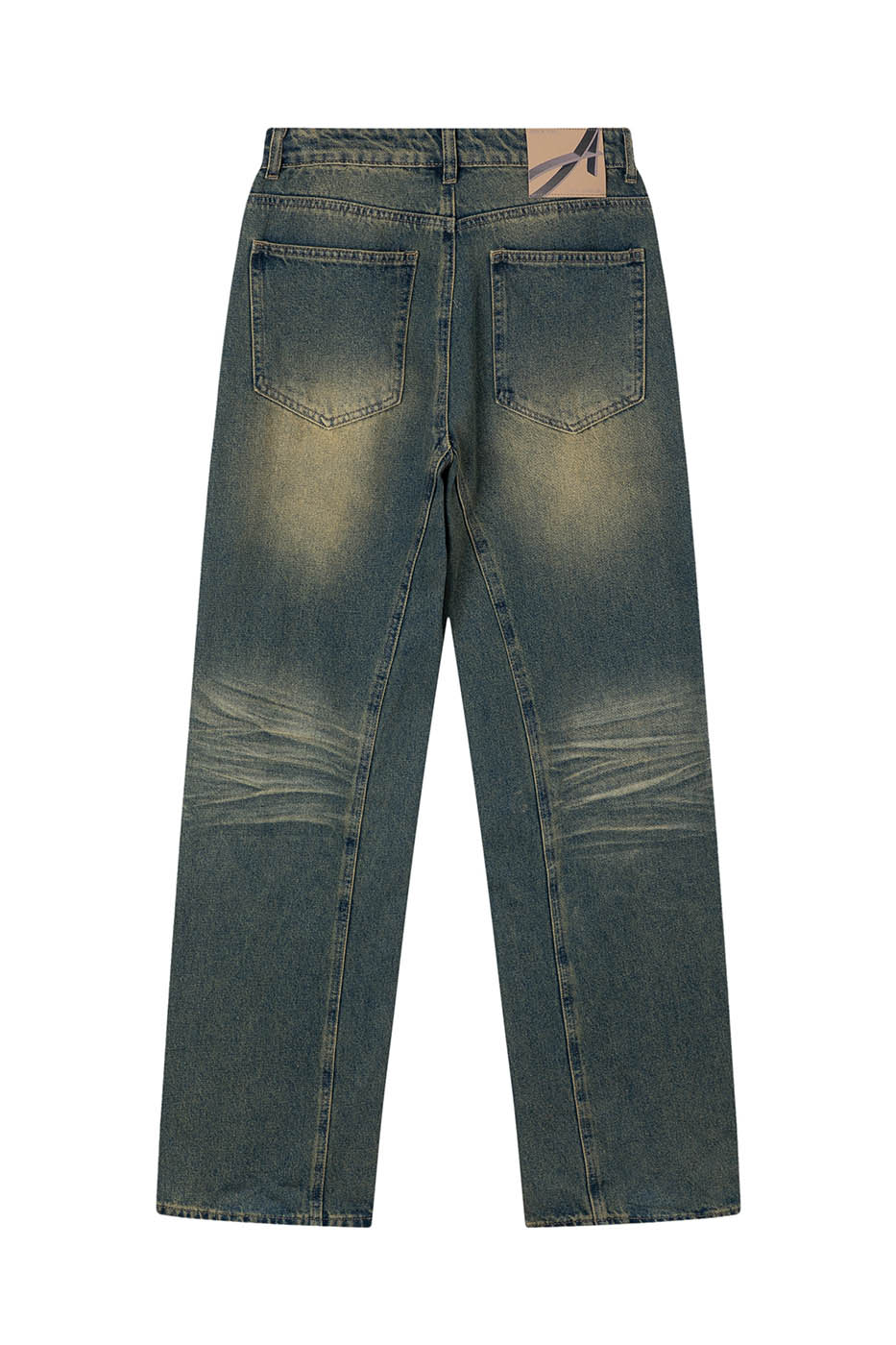 ARTIFICIAL WORLD Crinkled Straight-Leg Washed Jeans, premium urban and streetwear designers apparel on PROJECTISR.com, ARTIFICIAL WORLD