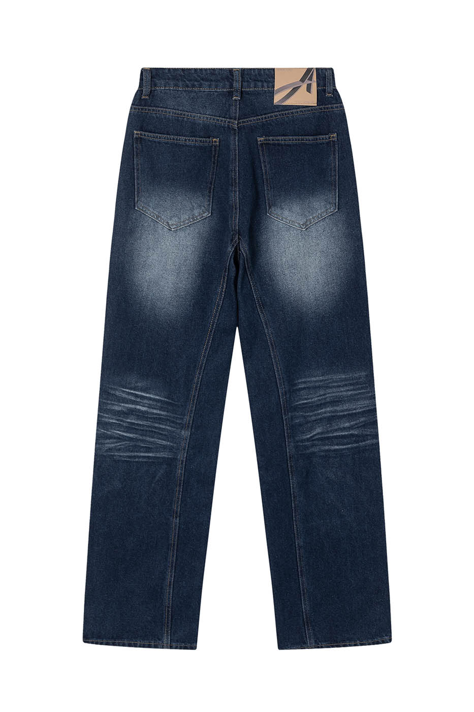 ARTIFICIAL WORLD Crinkled Straight-Leg Washed Jeans, premium urban and streetwear designers apparel on PROJECTISR.com, ARTIFICIAL WORLD