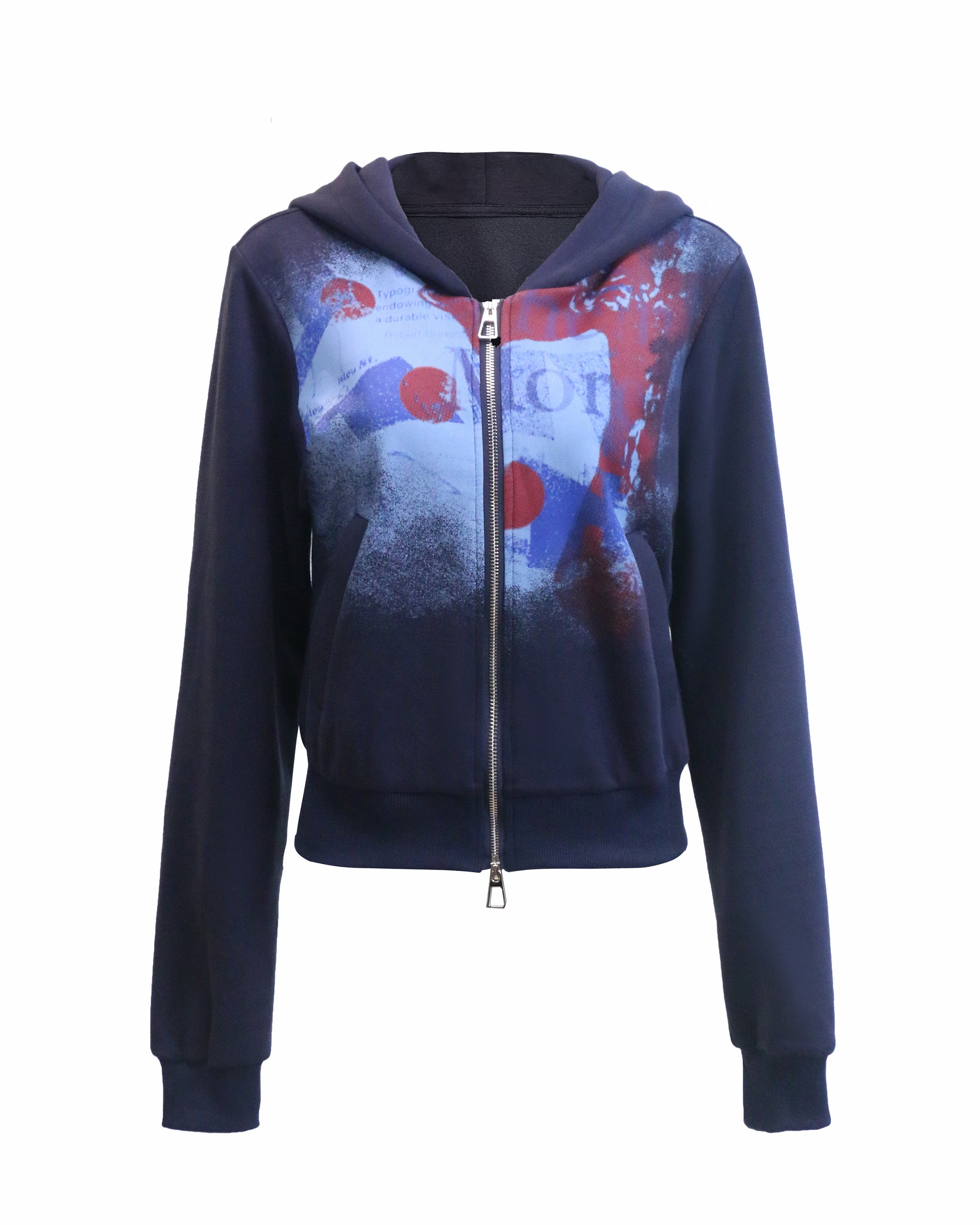 THE NEVERMORE Graffiti Ribbed Hem Cropped Hoodie