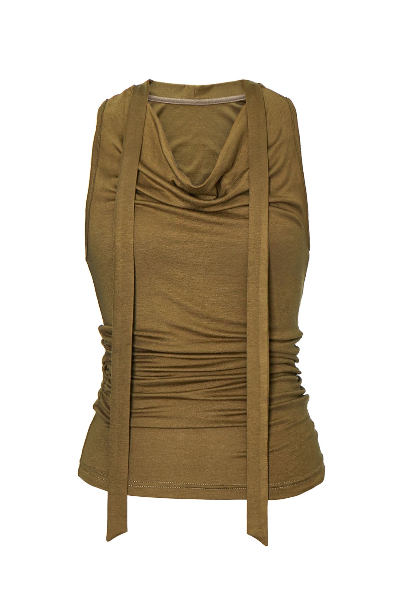 LEONSENSE Choker-Neck Draped Sleeveless Top