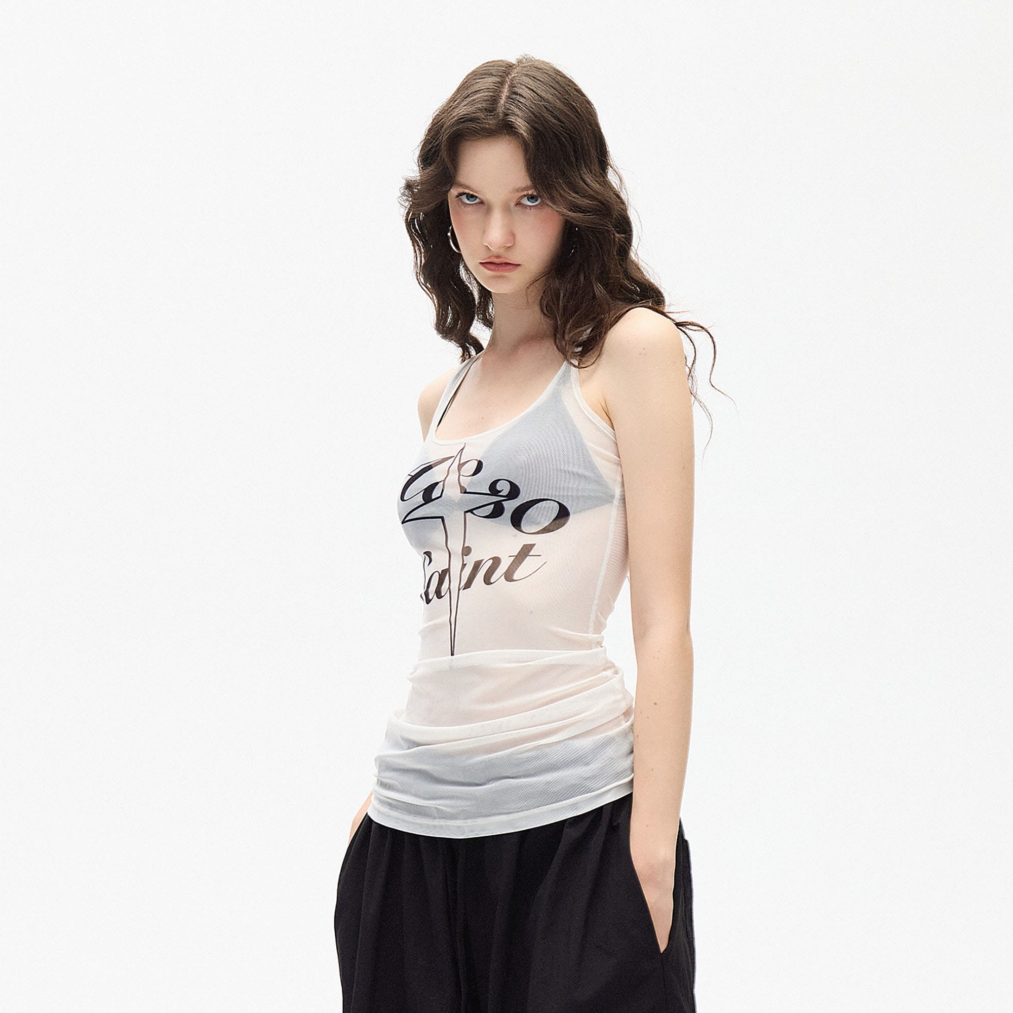 AE30 SAINT Sheer LOGO Tank Top