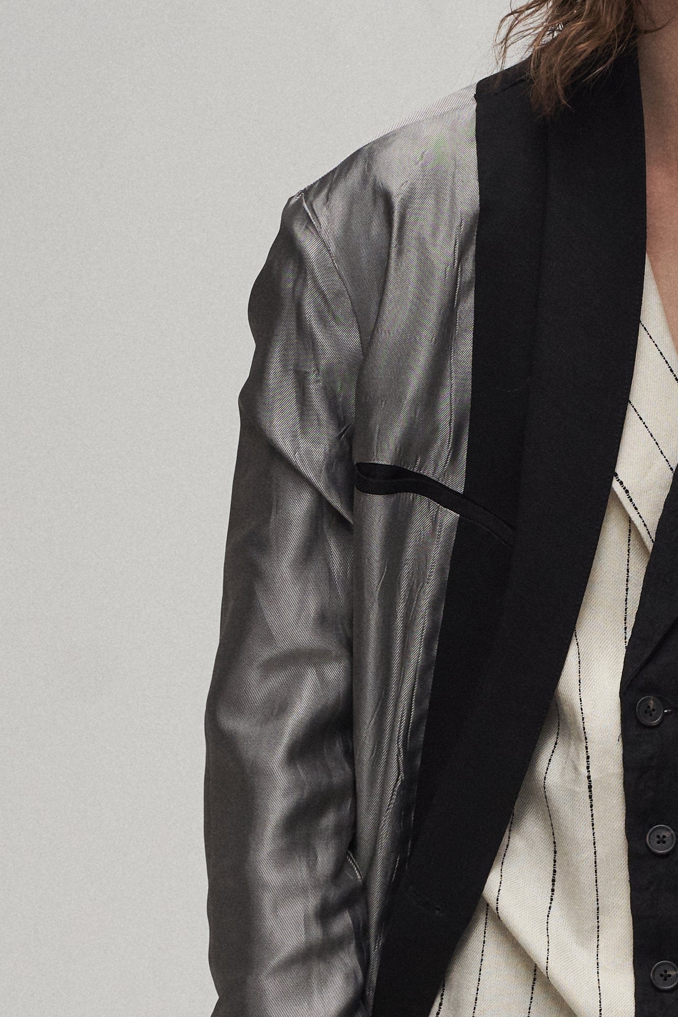ILNya Nieternite Nifutur Reversible Armor-Sleeve Longline Blazer, premium urban and streetwear designers apparel on PROJECTISR.com, ILNya Nieternite Nifutur