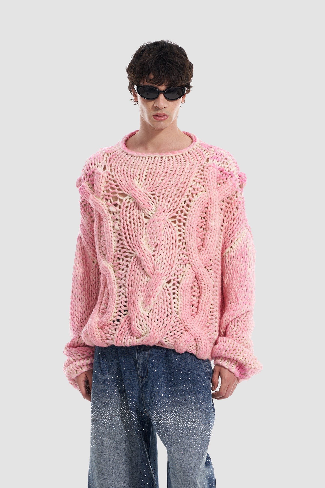 VANN VALRENCE Chunky Open-Knit Spray-Dyed Sweater