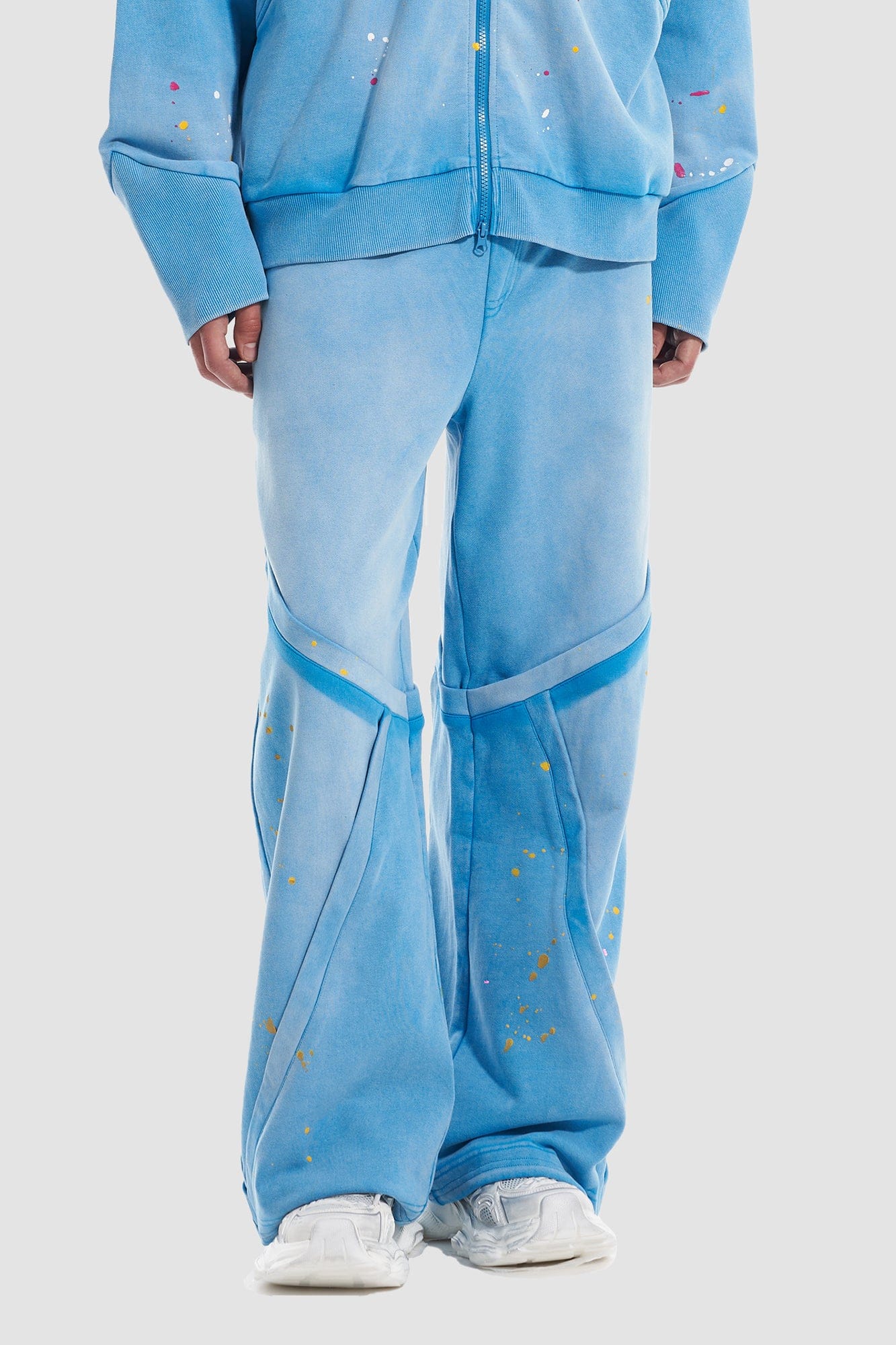 VANN VALRENCE Washed Paint-Splattered Paneled Pants