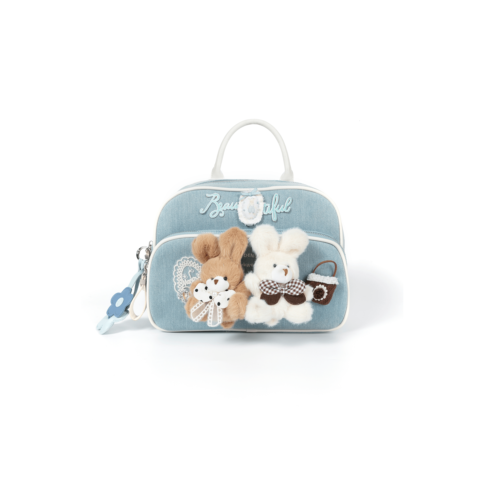 BLING BOX Plush Bunny Denim Convertible Backpack