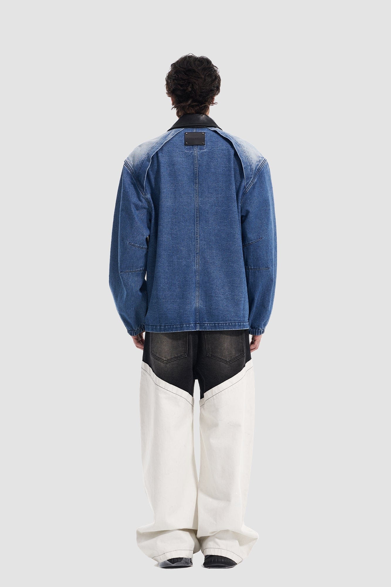 VANN VALRENCE Washed Contrast Panel Oversized Jeans