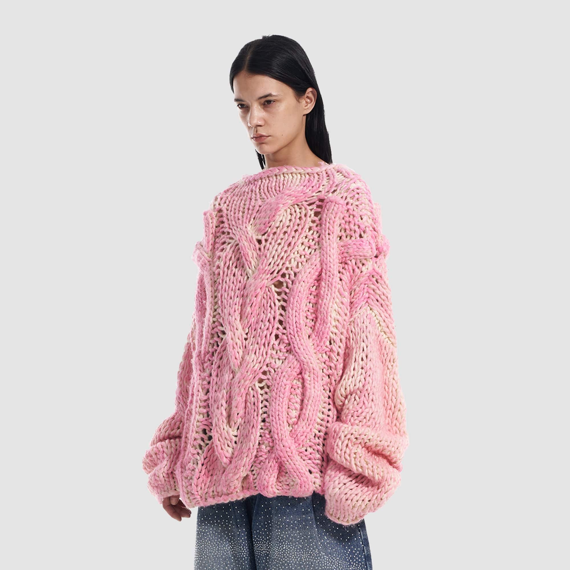 VANN VALRENCE Chunky Open-Knit Spray-Dyed Sweater