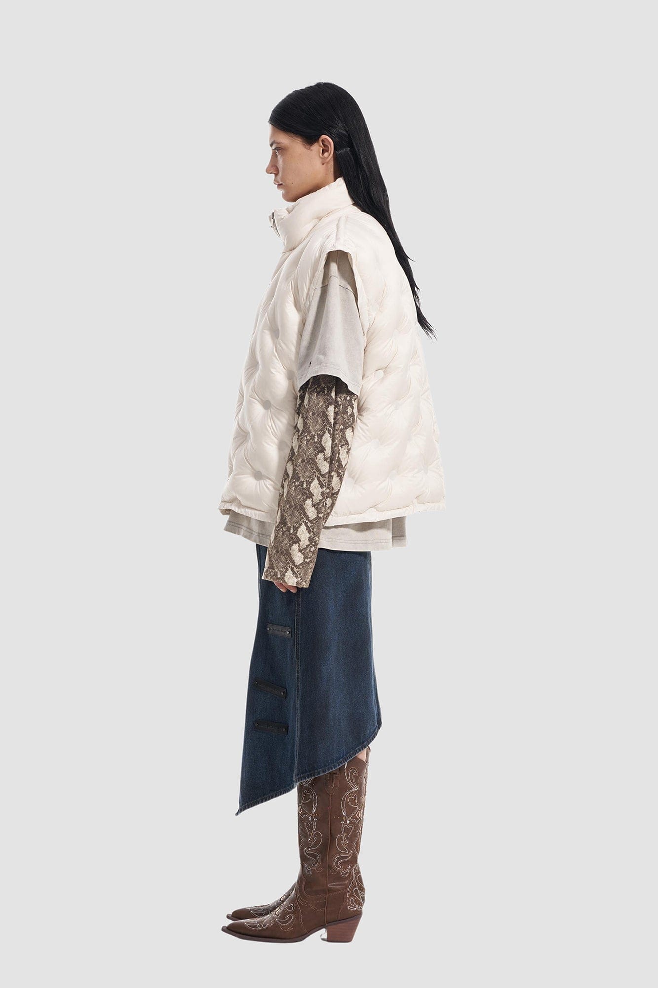 VANN VALRENCE Bubble-Quilted High-Neck Down Vest