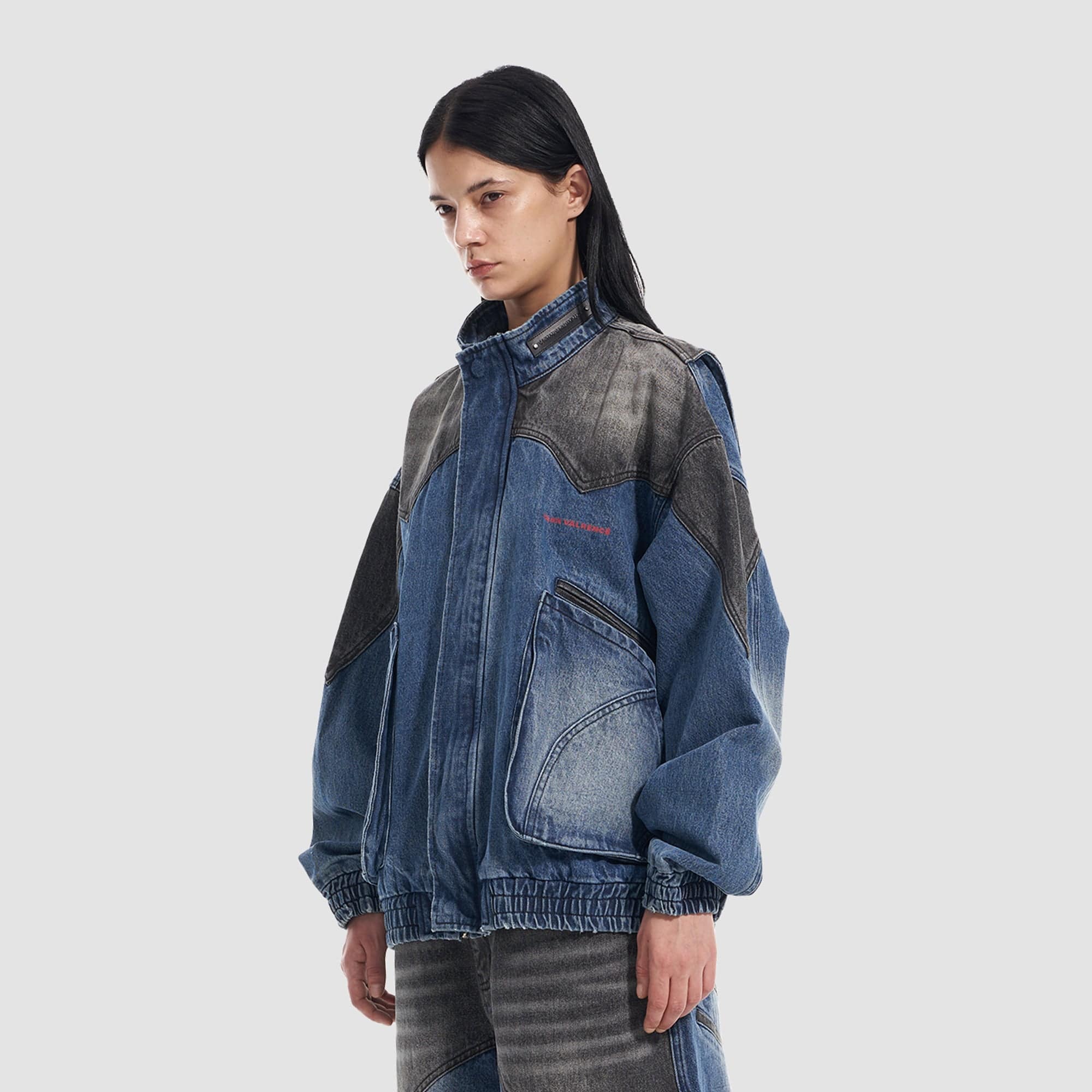 VANN VALRENCE Faded-Wash Paneled Denim Jacket