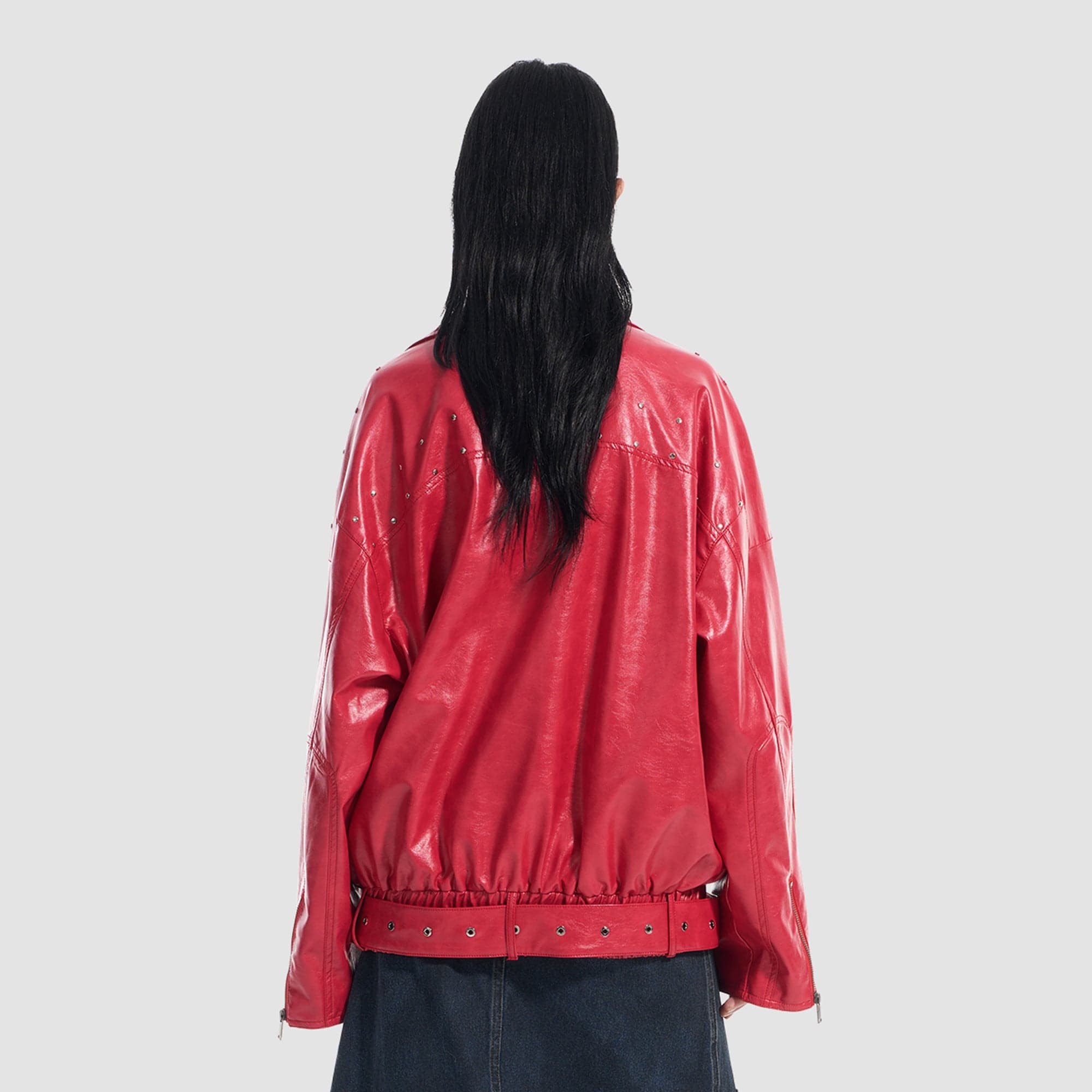 VANN VALRENCE Studded LOGO Faux Leather Biker Jacket