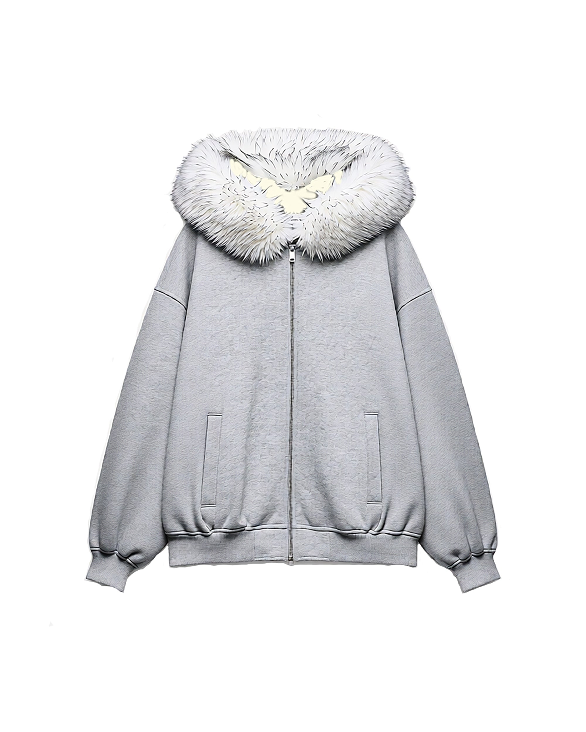 AE30 SAINT Faux Fur Trim Oversized Fleece Hoodie