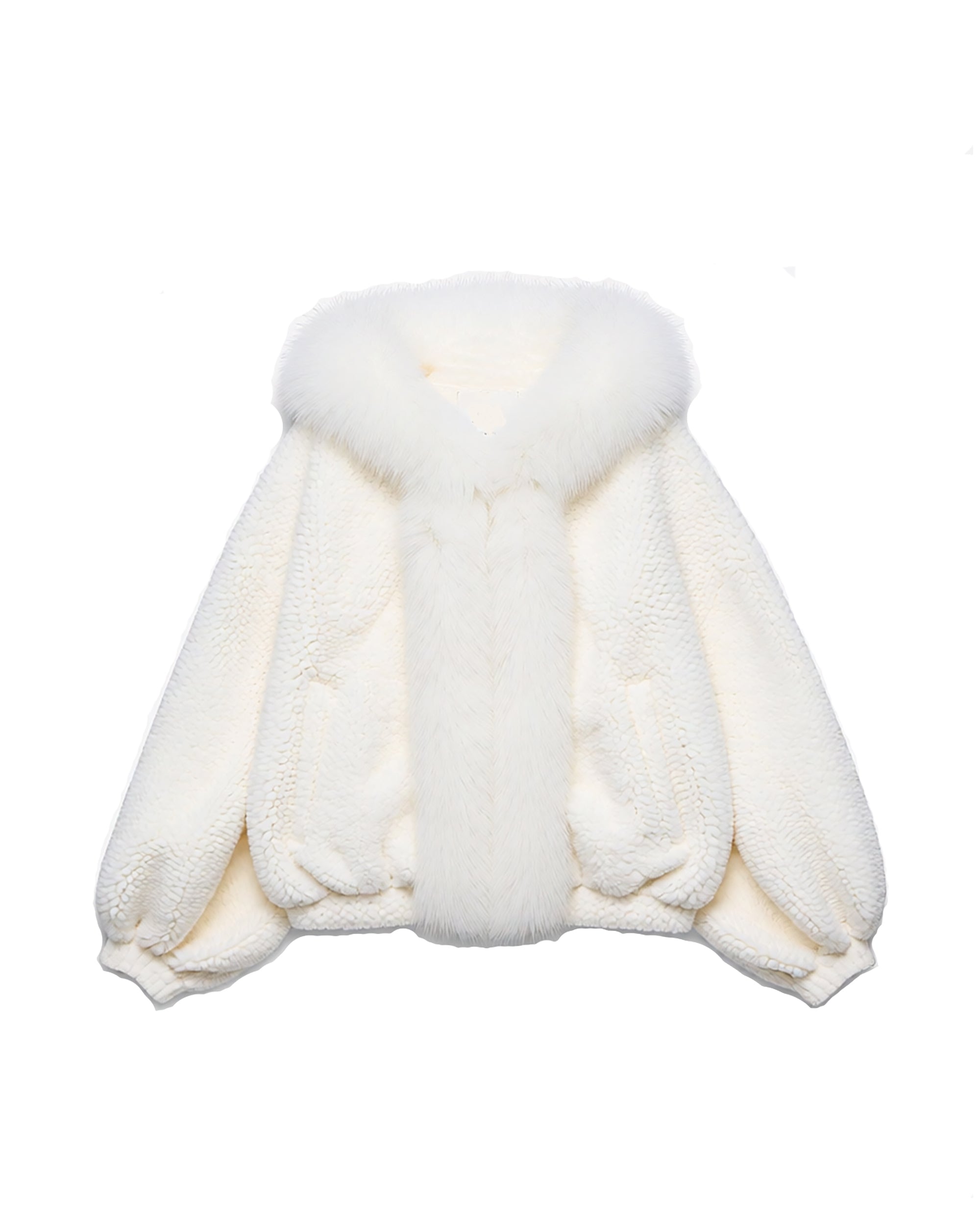 AE30 SAINT Plush Fur Trim Sherpa Hooded Jacket