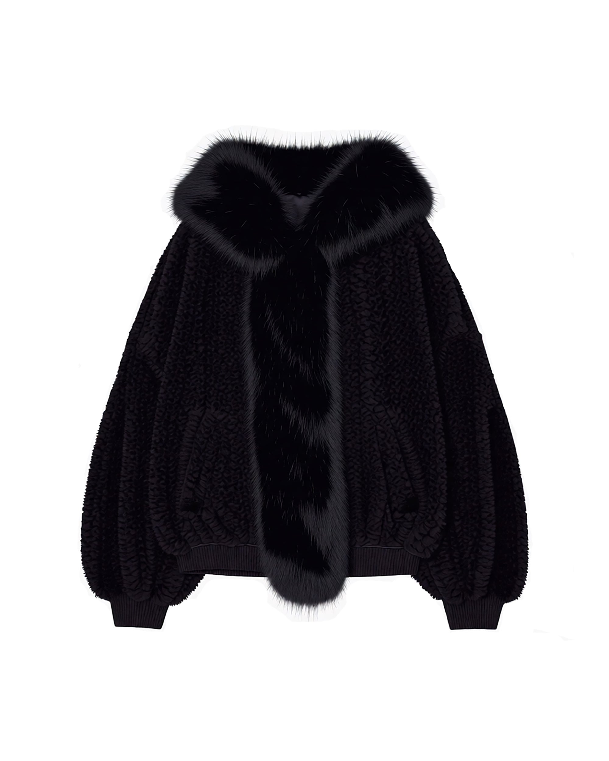 AE30 SAINT Plush Fur Trim Sherpa Hooded Jacket