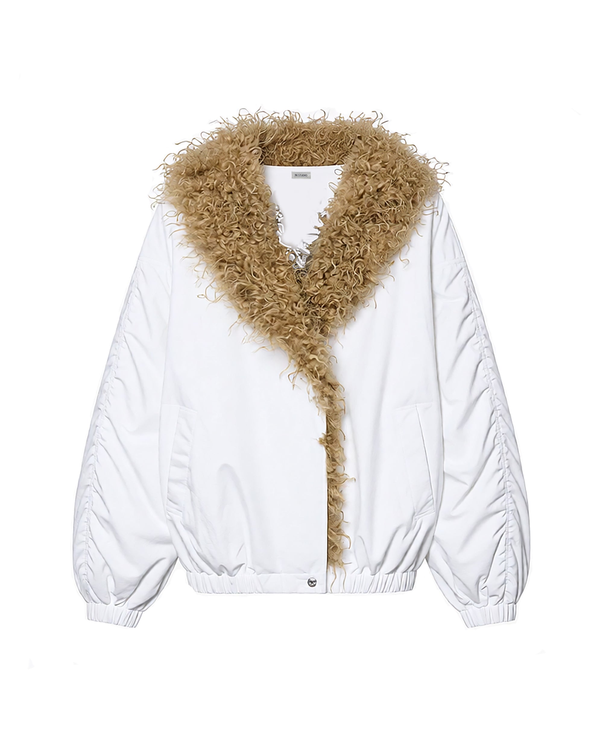 AE30 SAINT Faux Fur Trim Ruched Sleeve Parka