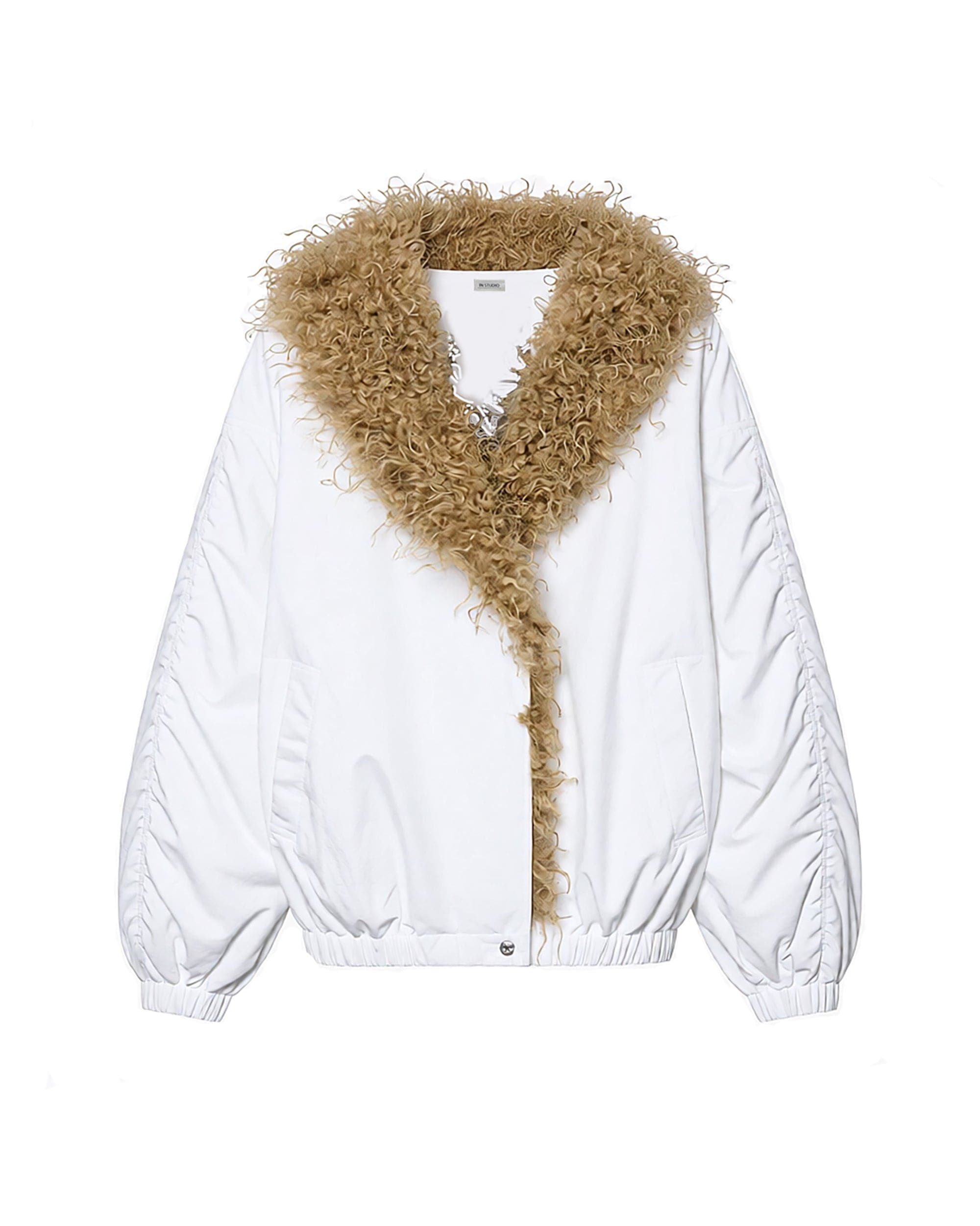 AE30 SAINT Faux Fur Trim Ruched Sleeve Parka