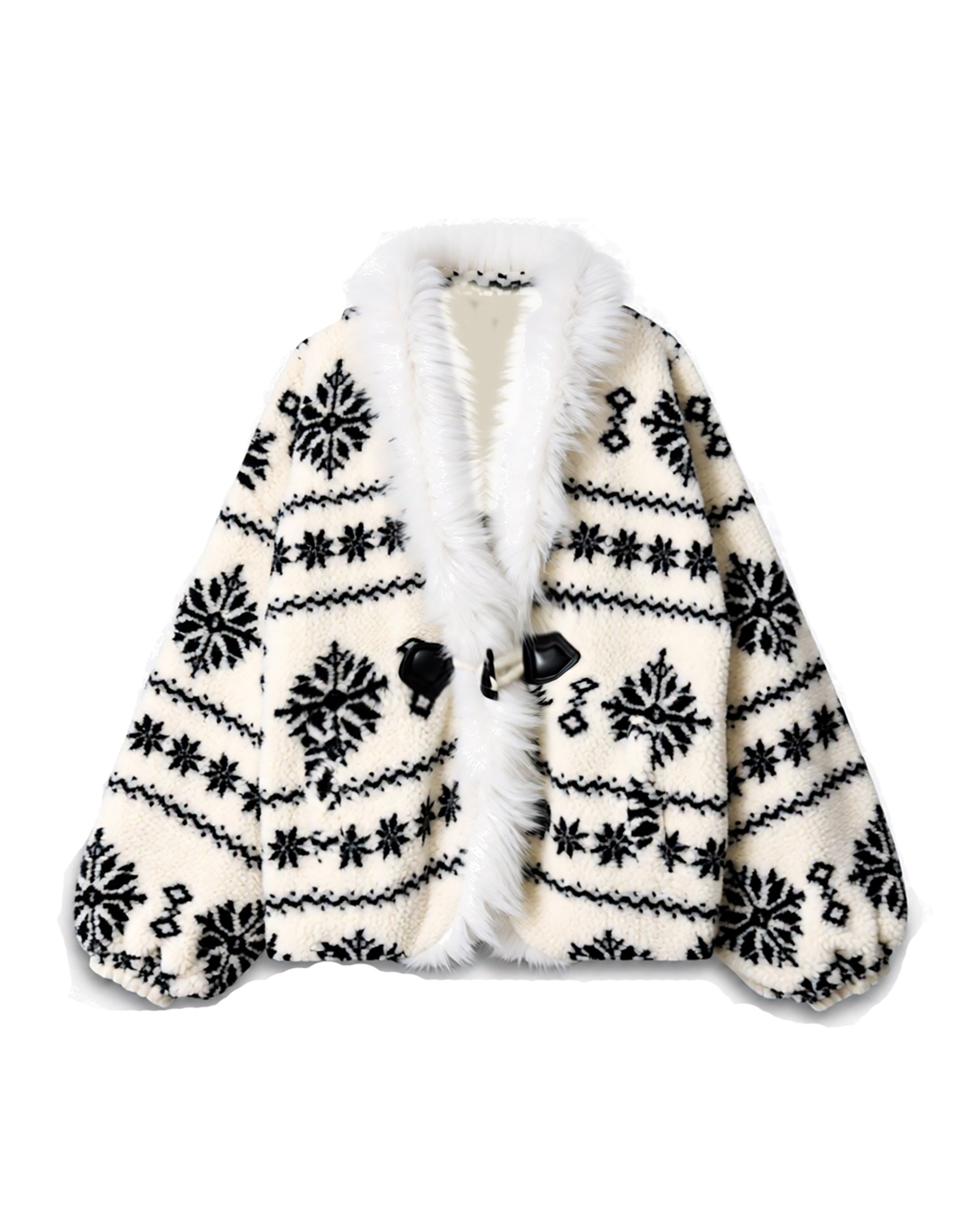 AE30 SAINT Toggle Clasps Fair Isle Sherpa Coat