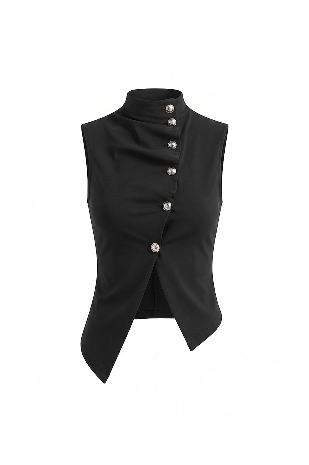 AE30 SAINT Asymmetric Gathered Button Tank Top