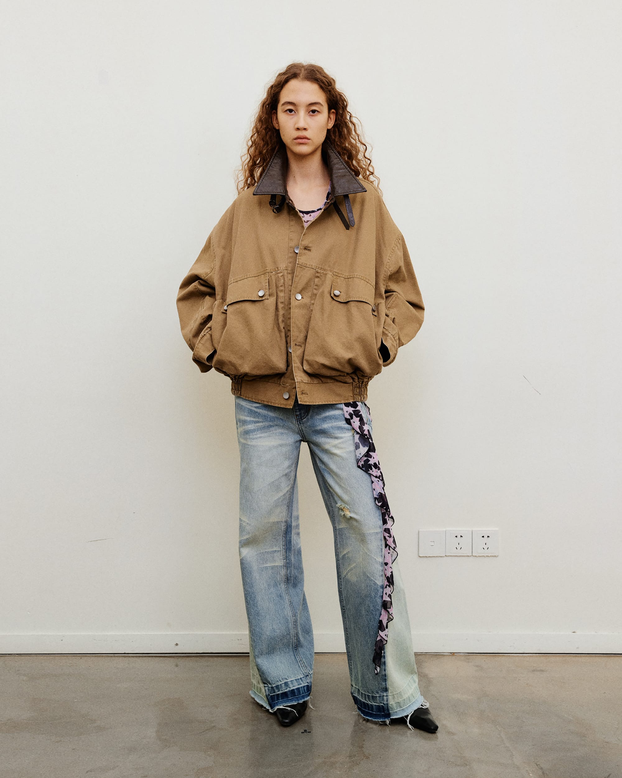 NEVERSEEZ Spliced Washed Whiskered Straight Jeans