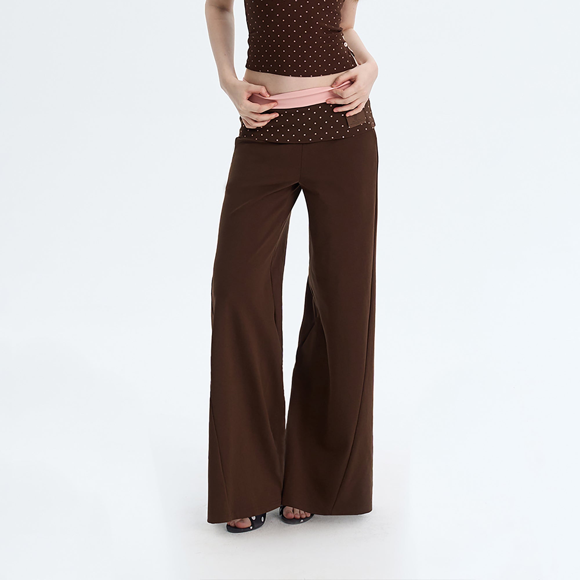 THE NEVERMORE Contrast-Waist Micro-Polka Sweatpants