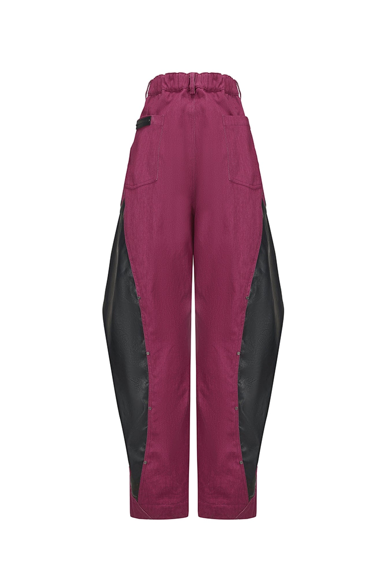 VANN VALRENCE Faux Leather-Paneled Barrel Jeans