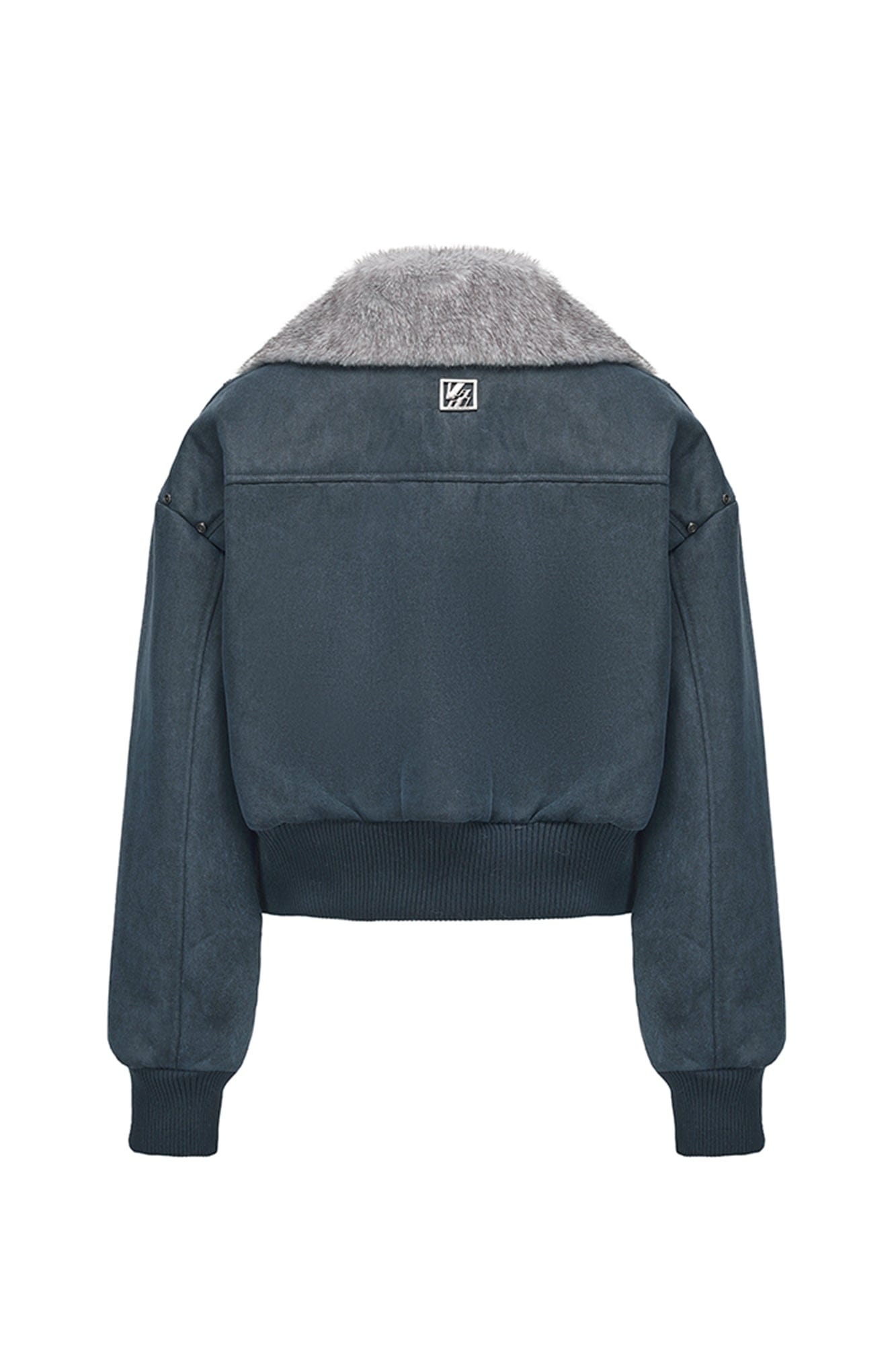 VANN VALRENCE Rivet Faux Fur Lined Cropped Jacket