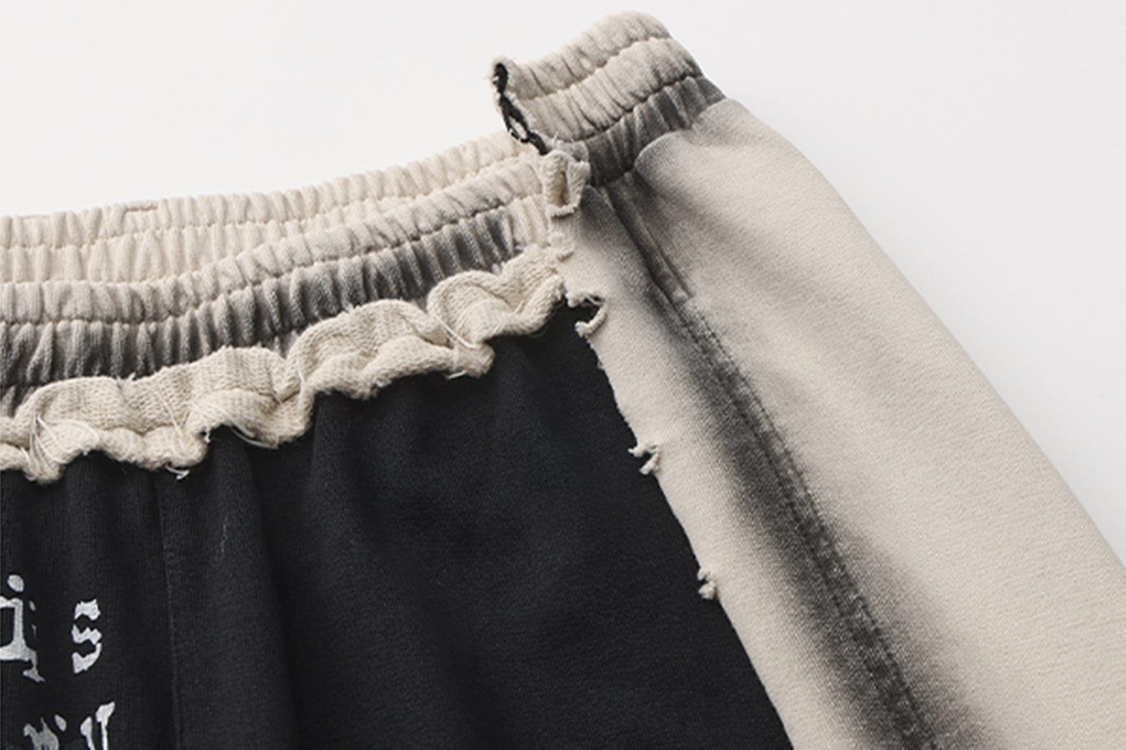 VANN VALRENCE Frayed Graphic Contrast Panel Sweatpants