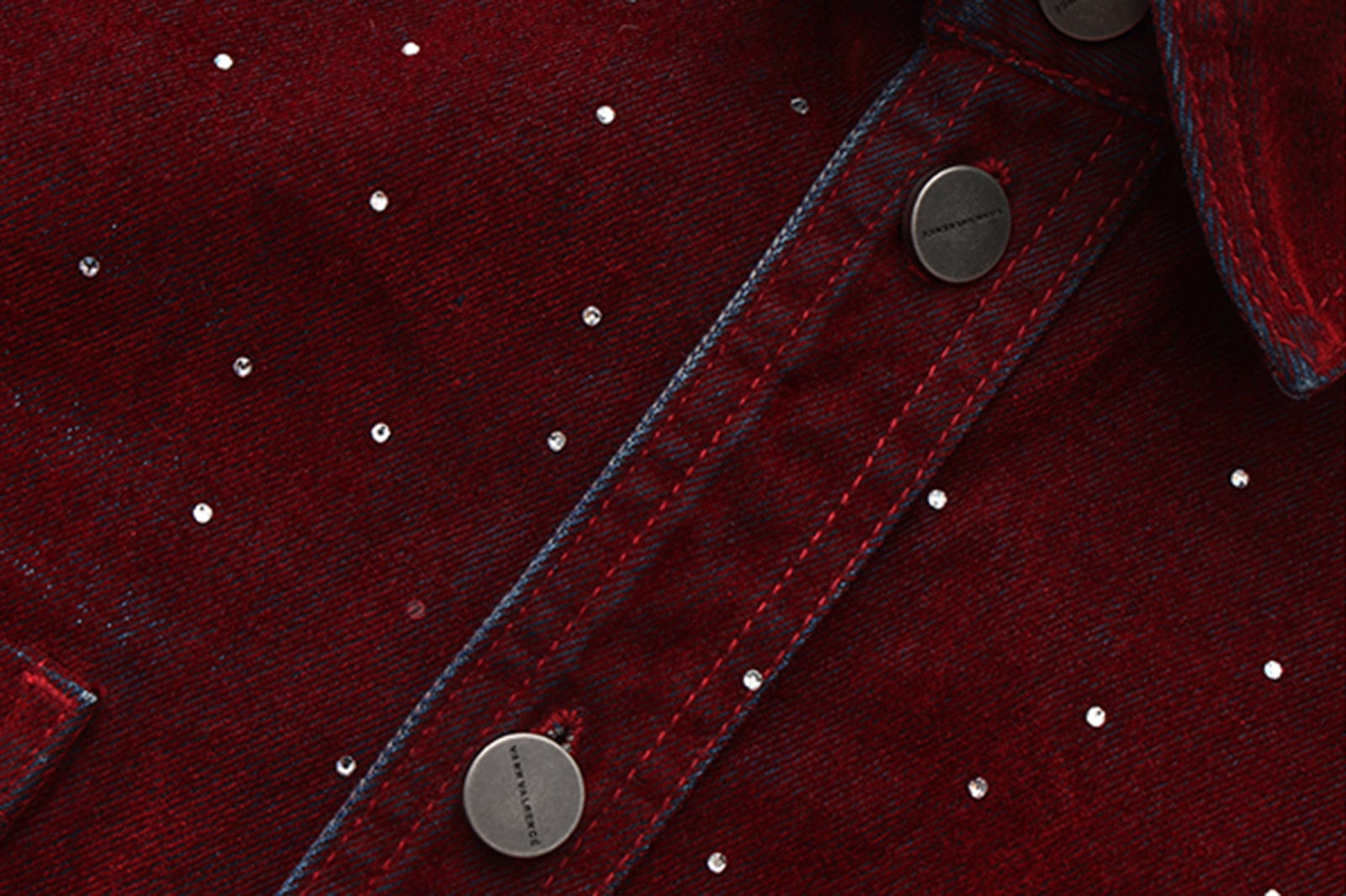 VANN VALRENCE Diamond-Studded Velvet Shirt Jacket