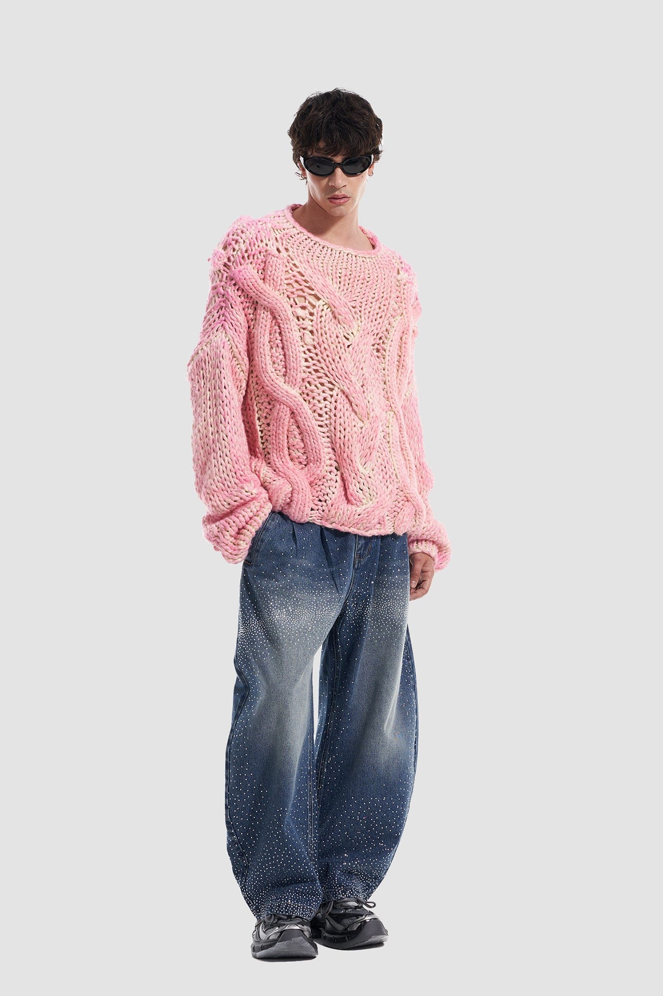 VANN VALRENCE Chunky Open-Knit Spray-Dyed Sweater