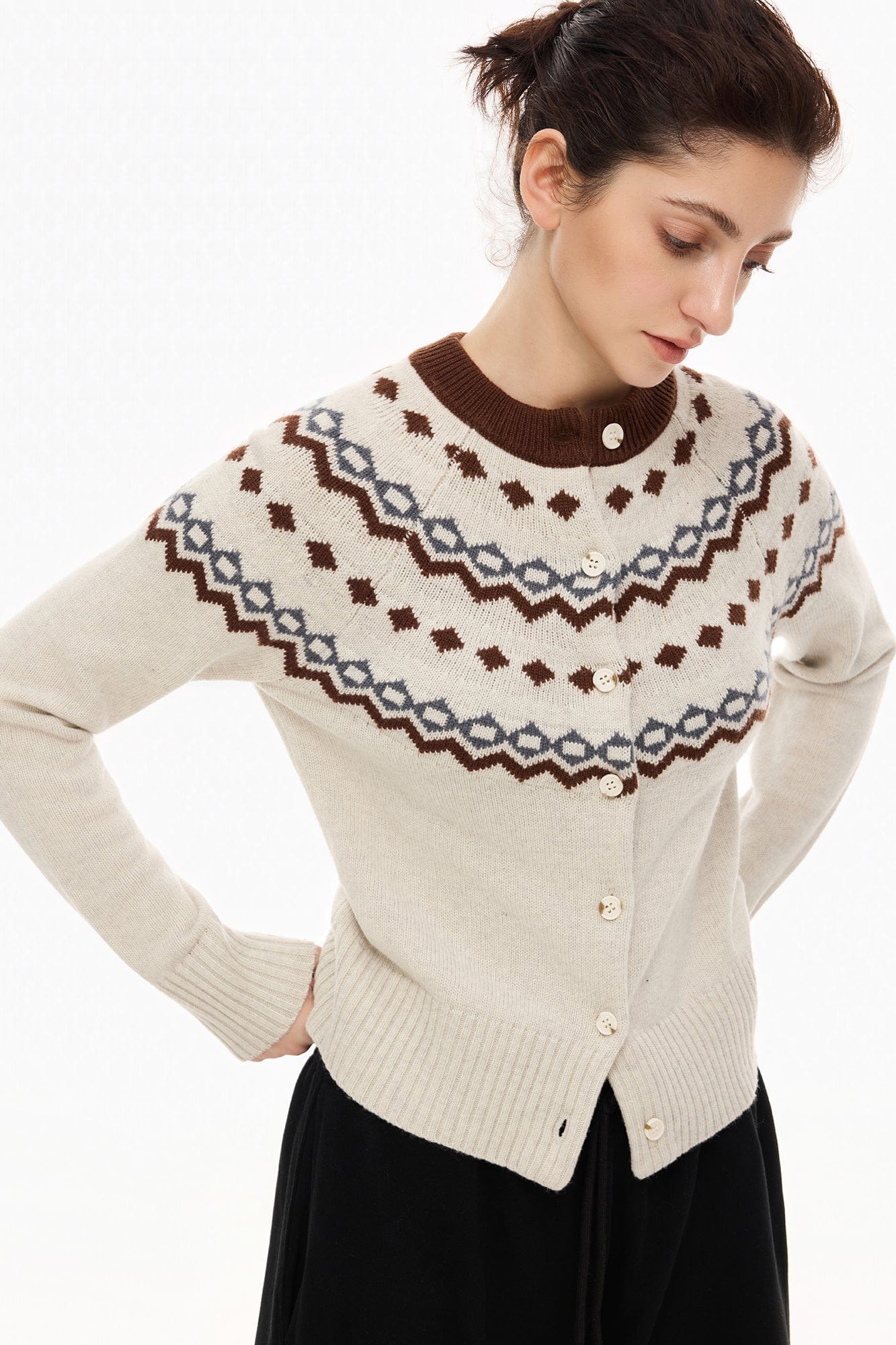 ARTIFICIAL WORLD Fair Isle Wool-Blend Cardigan