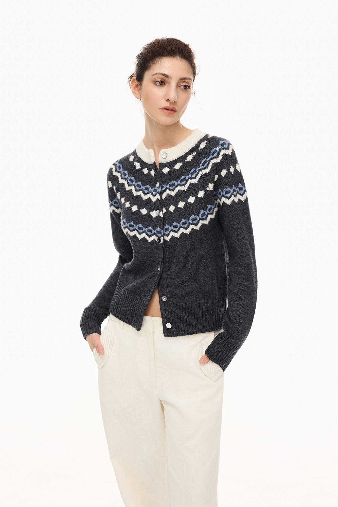 ARTIFICIAL WORLD Fair Isle Wool-Blend Cardigan