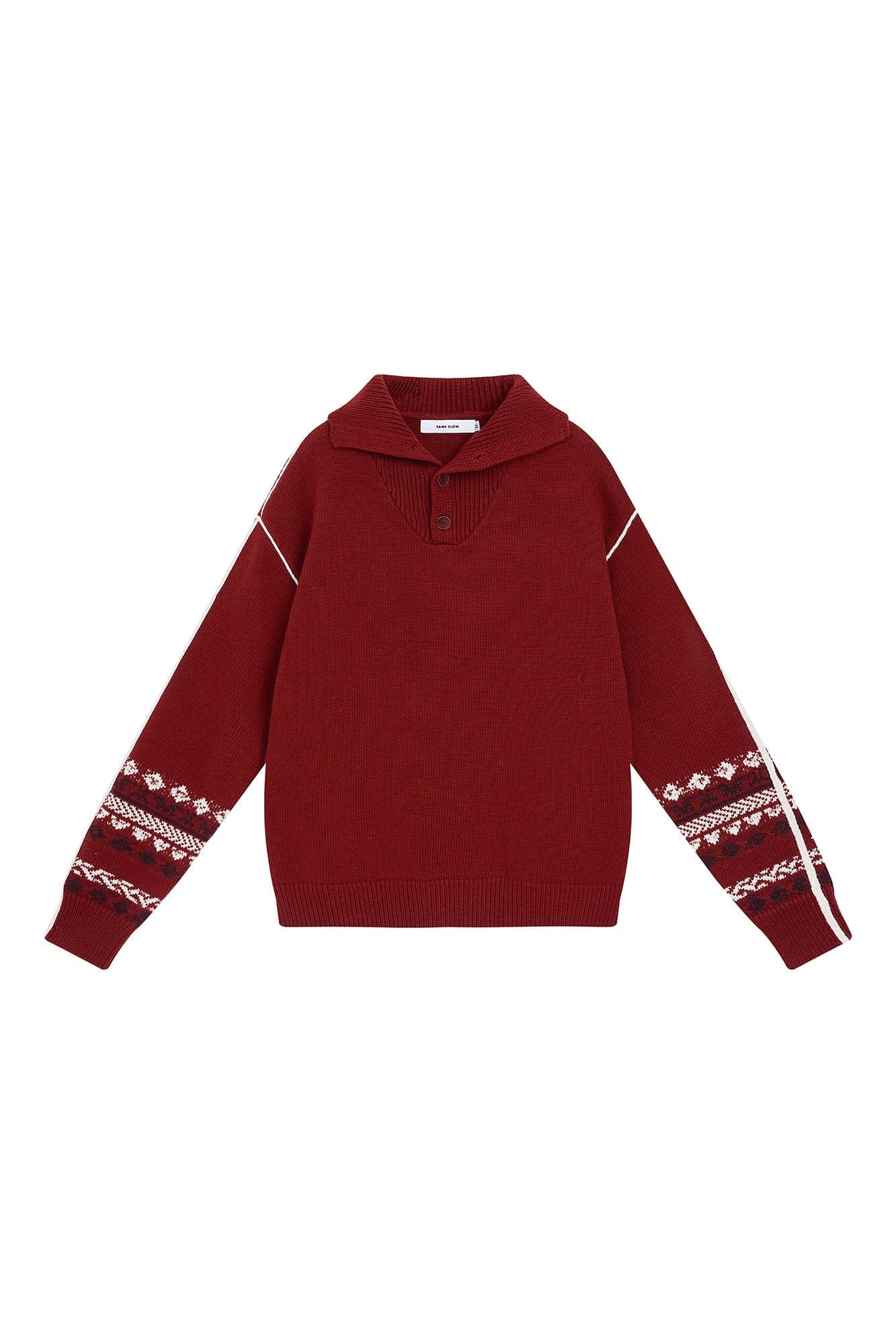 SAME FLOW Retro Jacquard Sleeve Sweater & Shawl Set