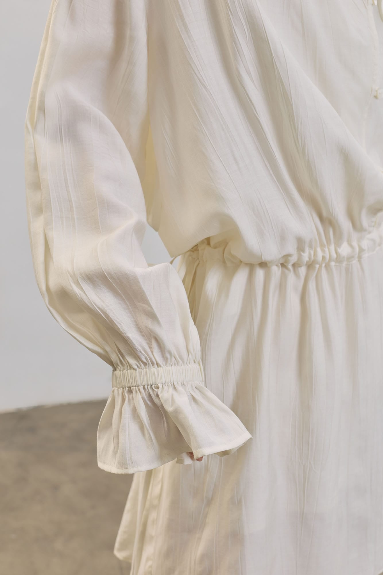 SAME FLOW Draped Scarf-Neck Button-Front Shirt Dress