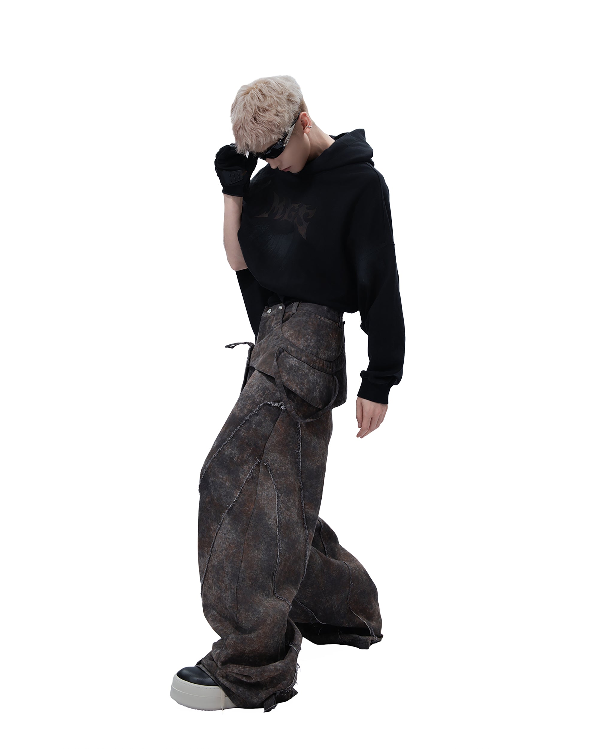 MOGONGSHE Distressed LOGO Oversized Hoodie