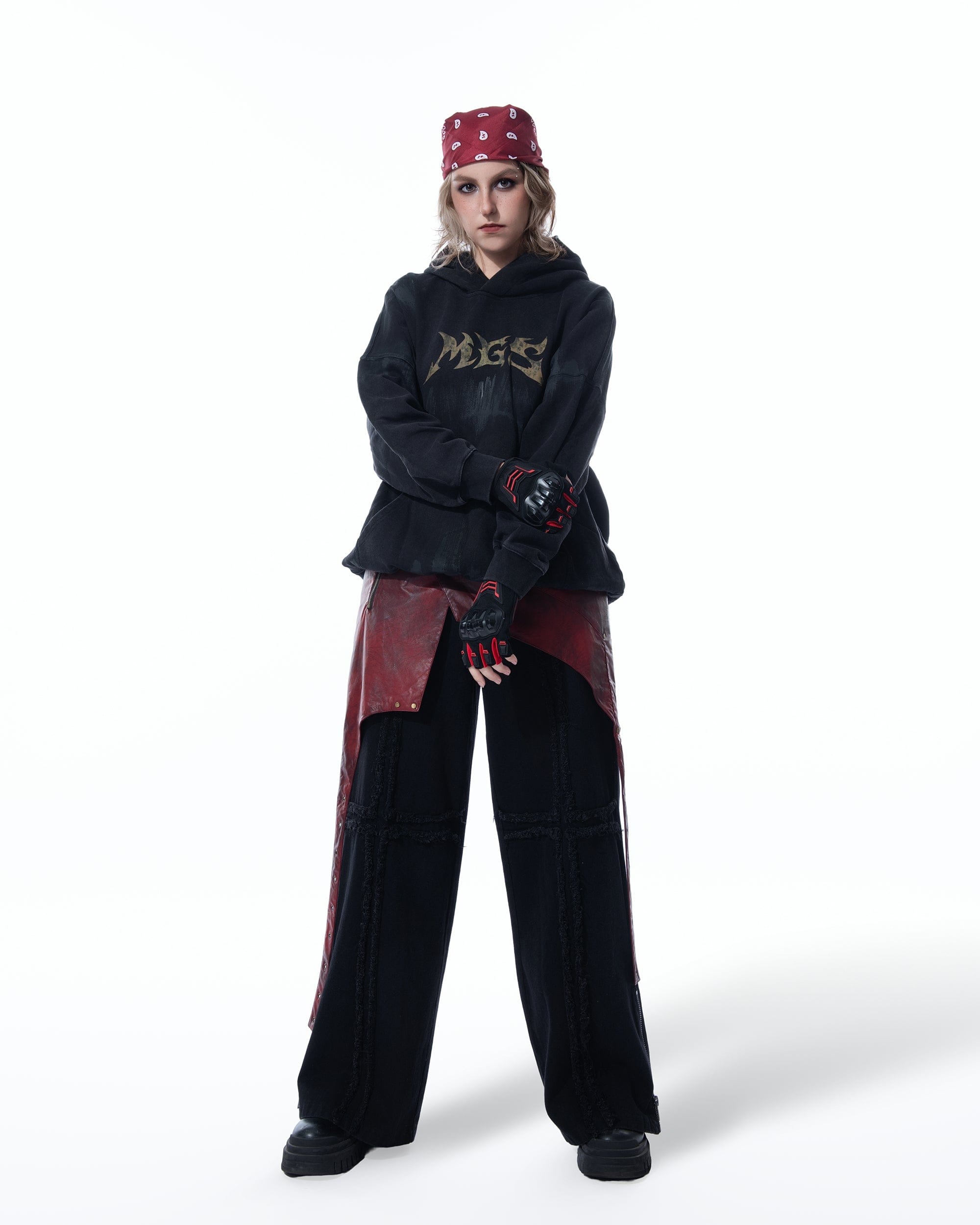 MOGONGSHE Distressed LOGO Oversized Hoodie