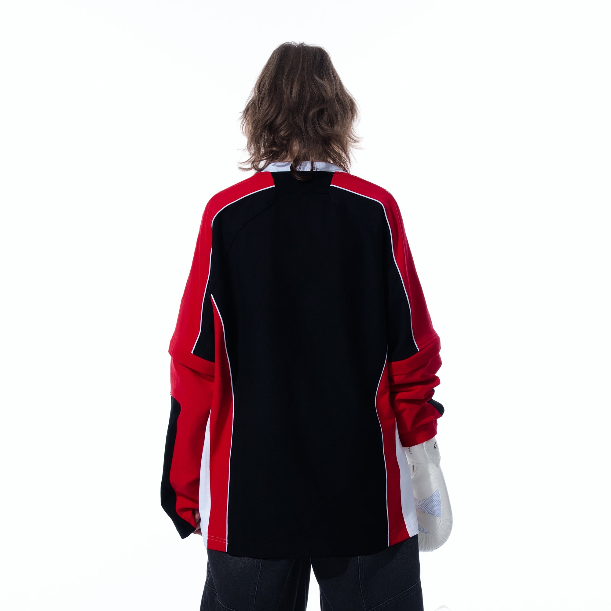 MOGONGSHE Contrast Spliced Detachable Long-Sleeve Tee