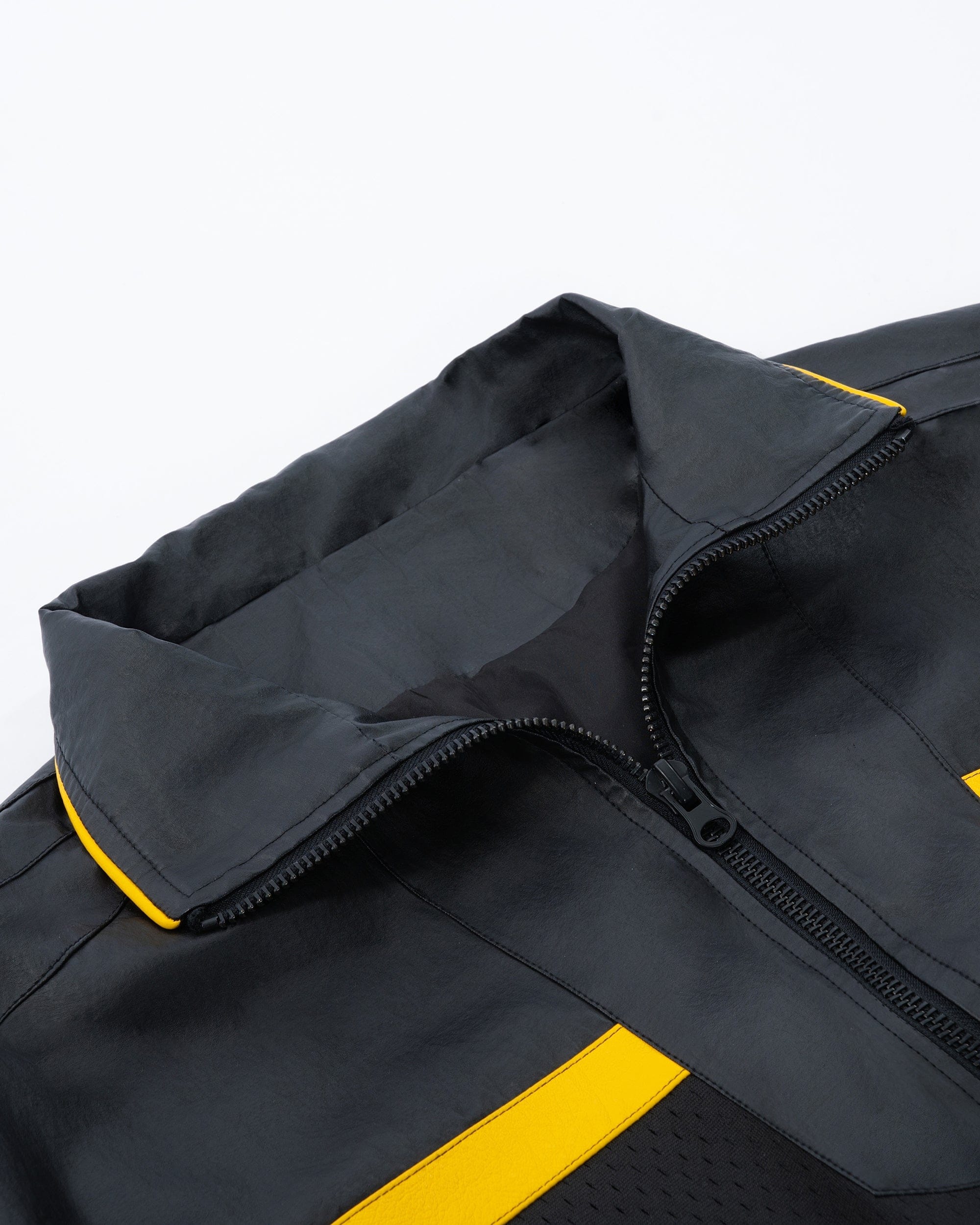 MOGONGSHE Contrast Stripe PU Moto Jacket