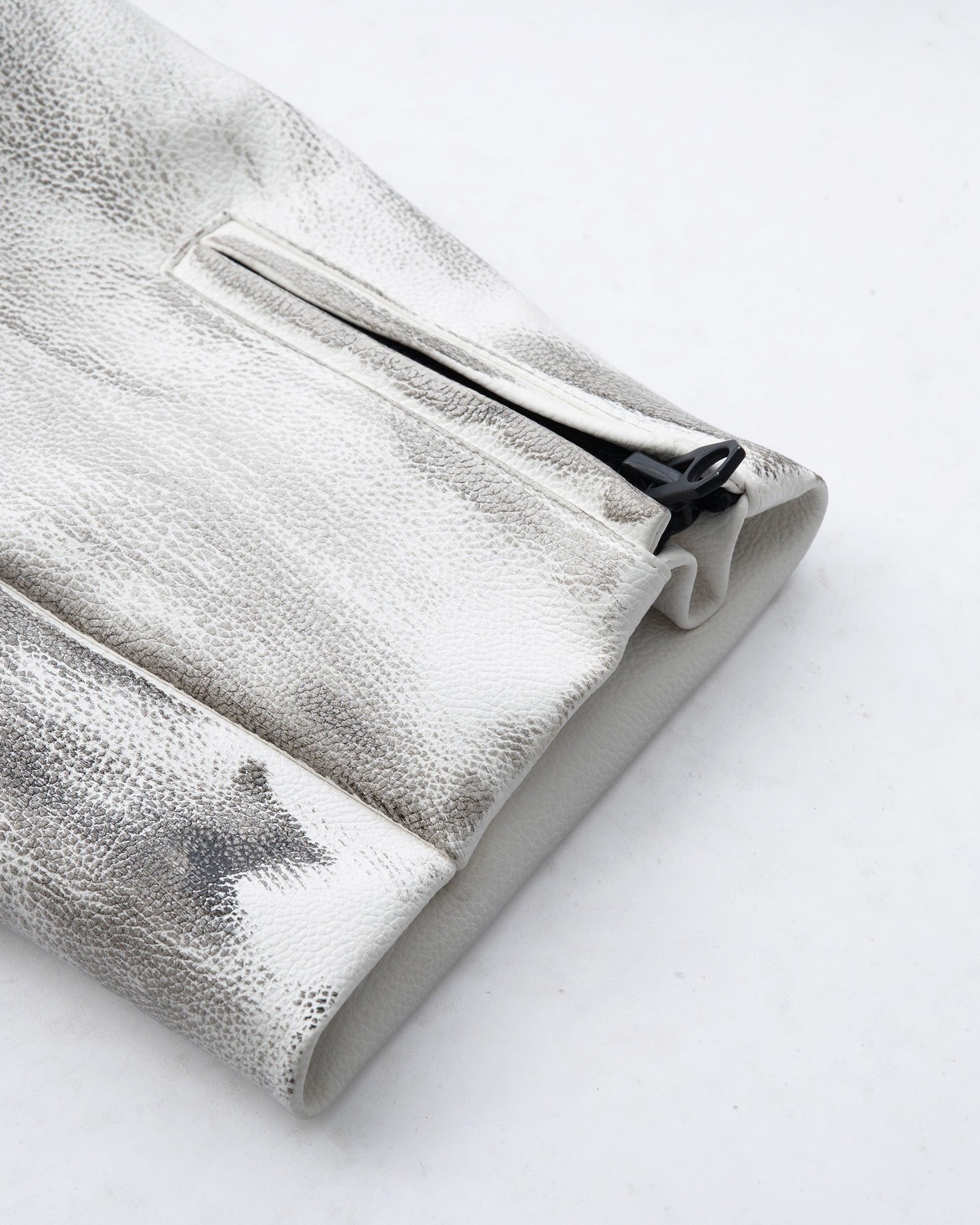 MOGONGSHE Distressed Techwear PU Moto Jacket